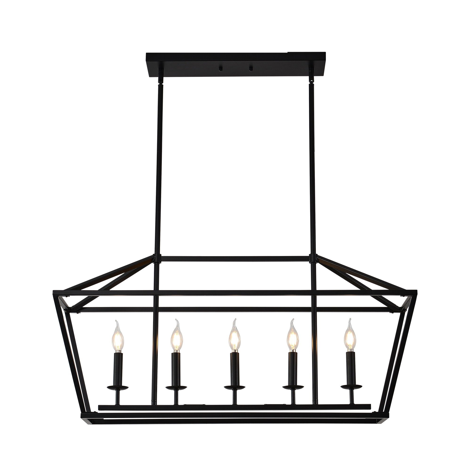 5 Light Farmhouse Kitchen Island Lighting, 5 Light Industrial Linear Chandelier For Dining Room Metal Hanging Pendant Light Fixture For Bedroom Living Room Hallway Conference Room - Matte Black - Best Buy Furniture