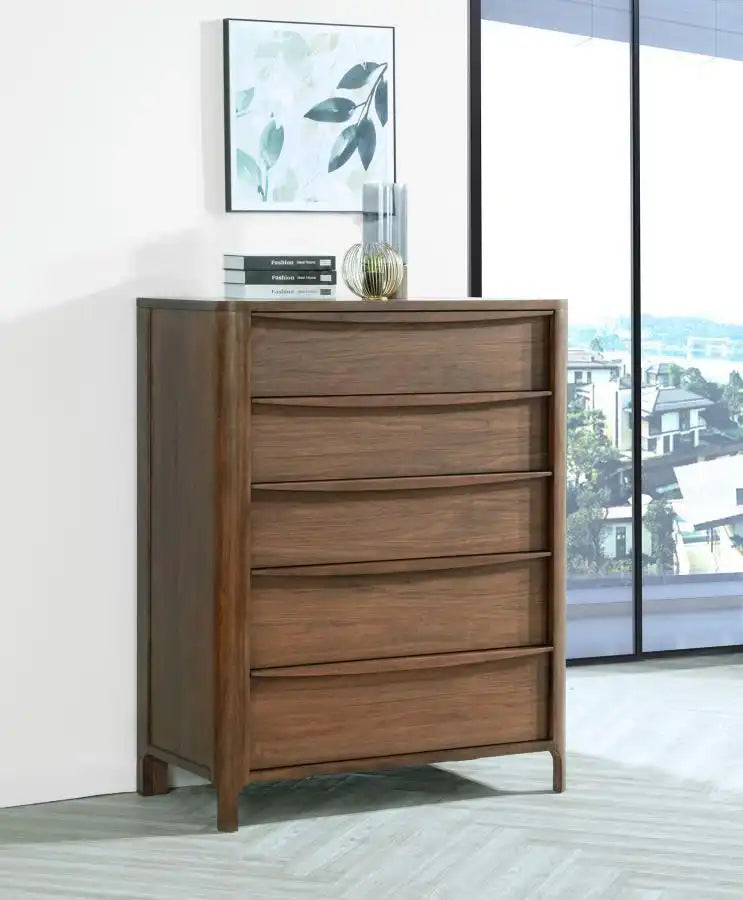 Maderia - 5-Drawer Chest Of Drawers - Walnut - Best Buy Furniture