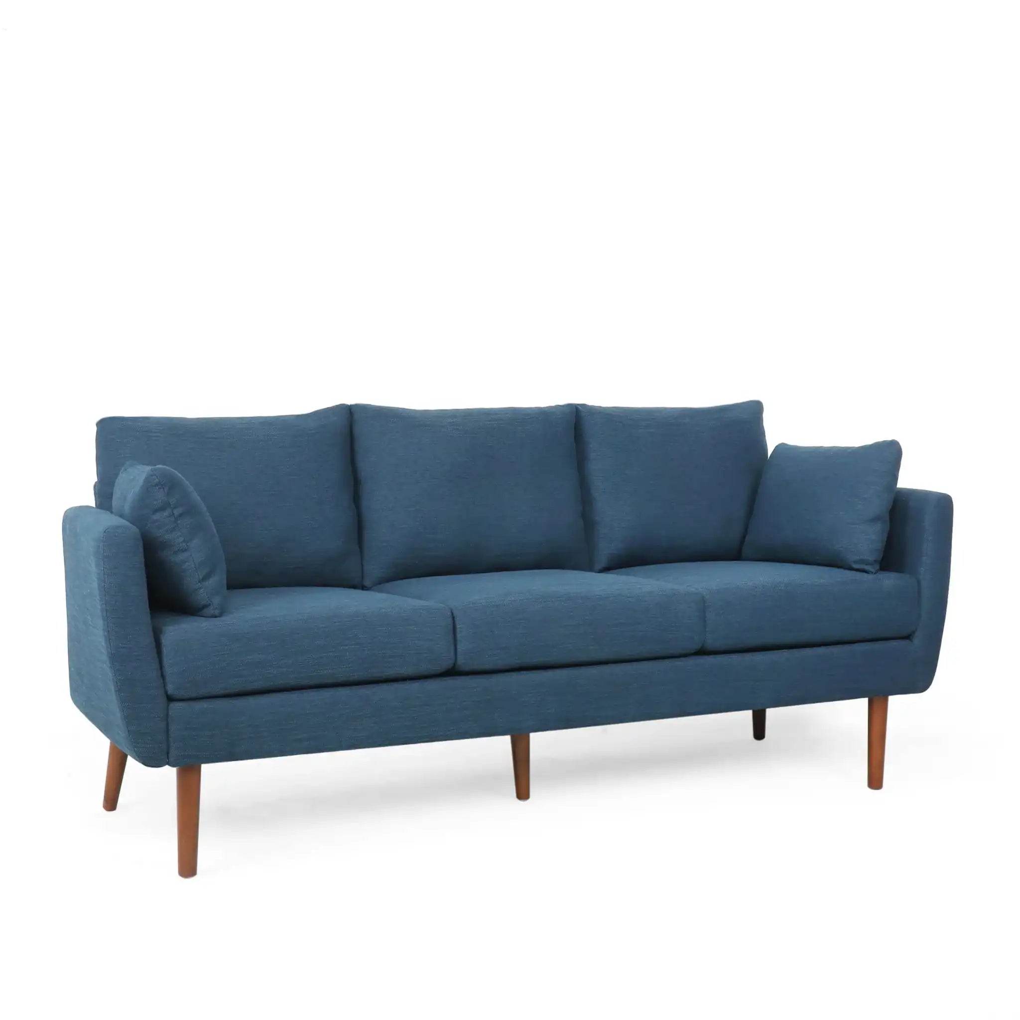 Diaphanous - Upholstered 3 Seater Sofa With 2 Accent Pillows And Wood Legs - Best Buy Furniture