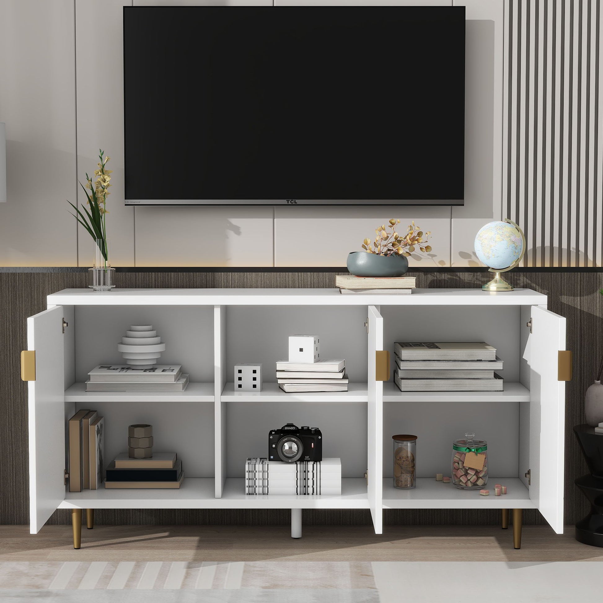 Modern TV Stand With 3 Doors And Adjustable Shelves - Best Buy Furniture