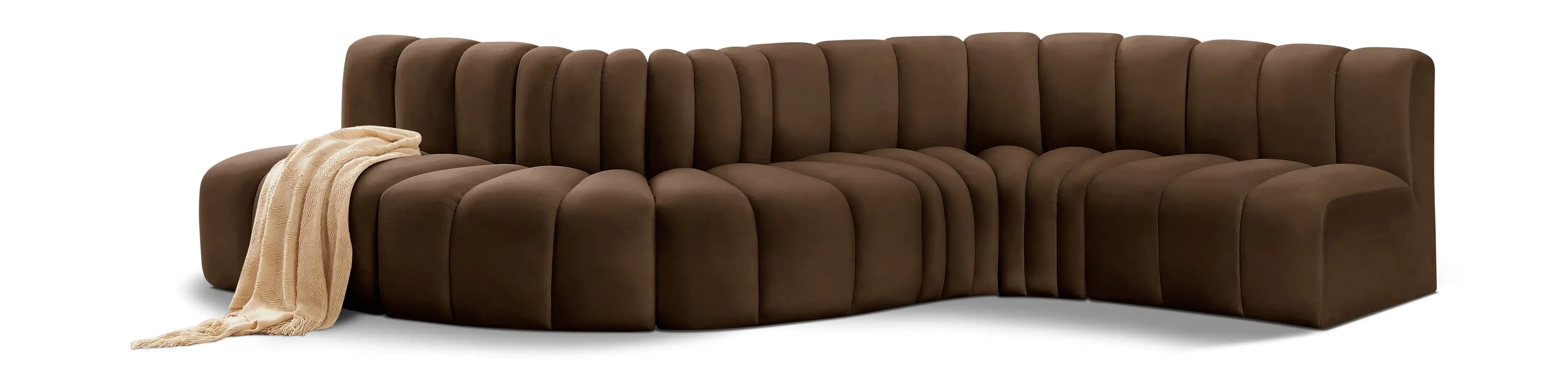 Arc - Velvet 6 Piece Curved Modular Sofa - Best Buy Furniture
