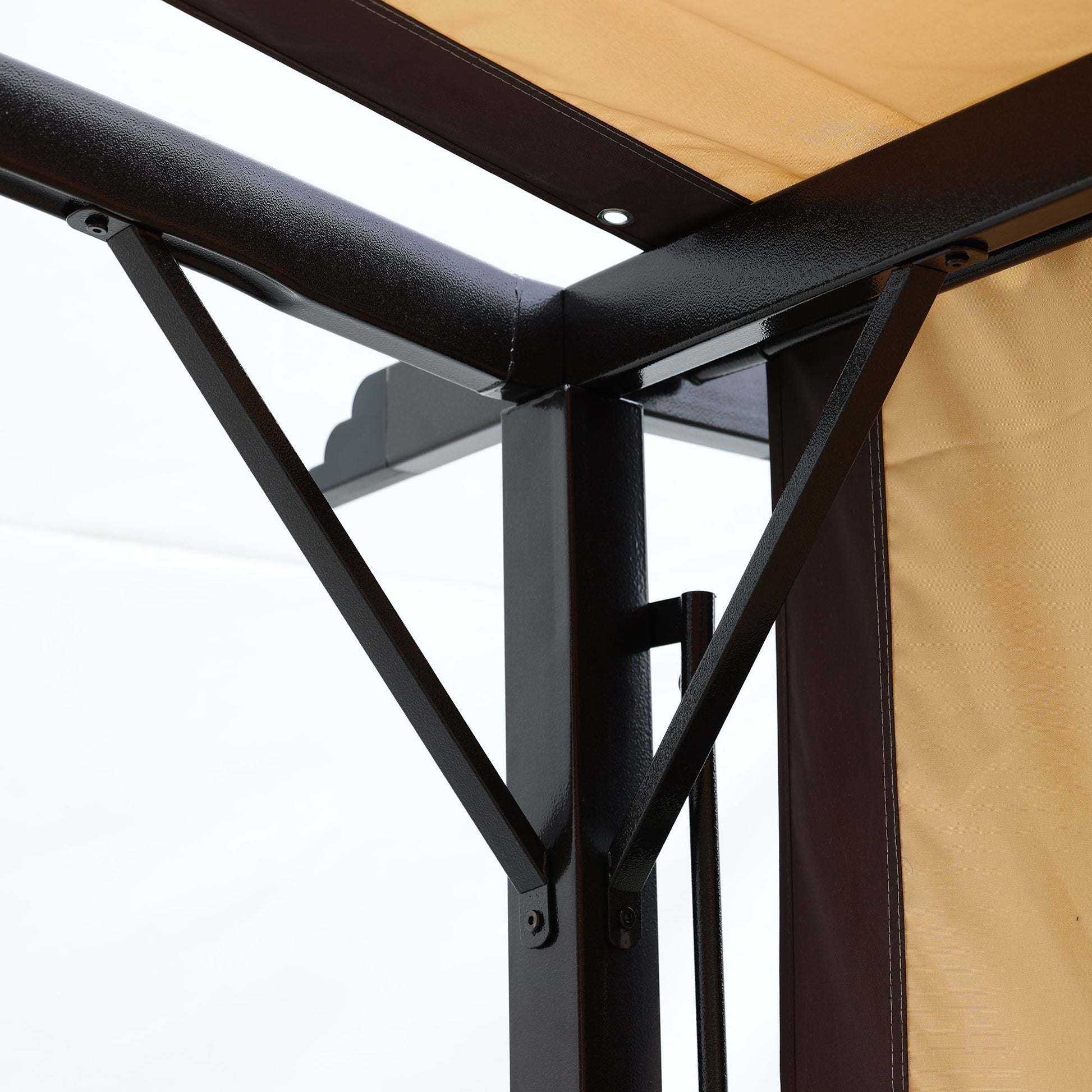 Outdoor Patio Pergola Gazebo - Steel Frame Sun Shelter With Retractable Canopy - Best Buy Furniture