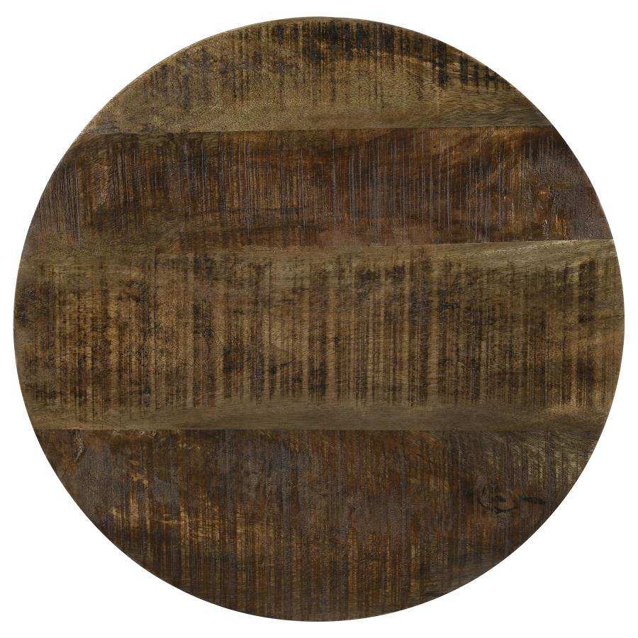 Aurora - Round Drum Base Accent Side Table - Natural And Black - Best Buy Furniture