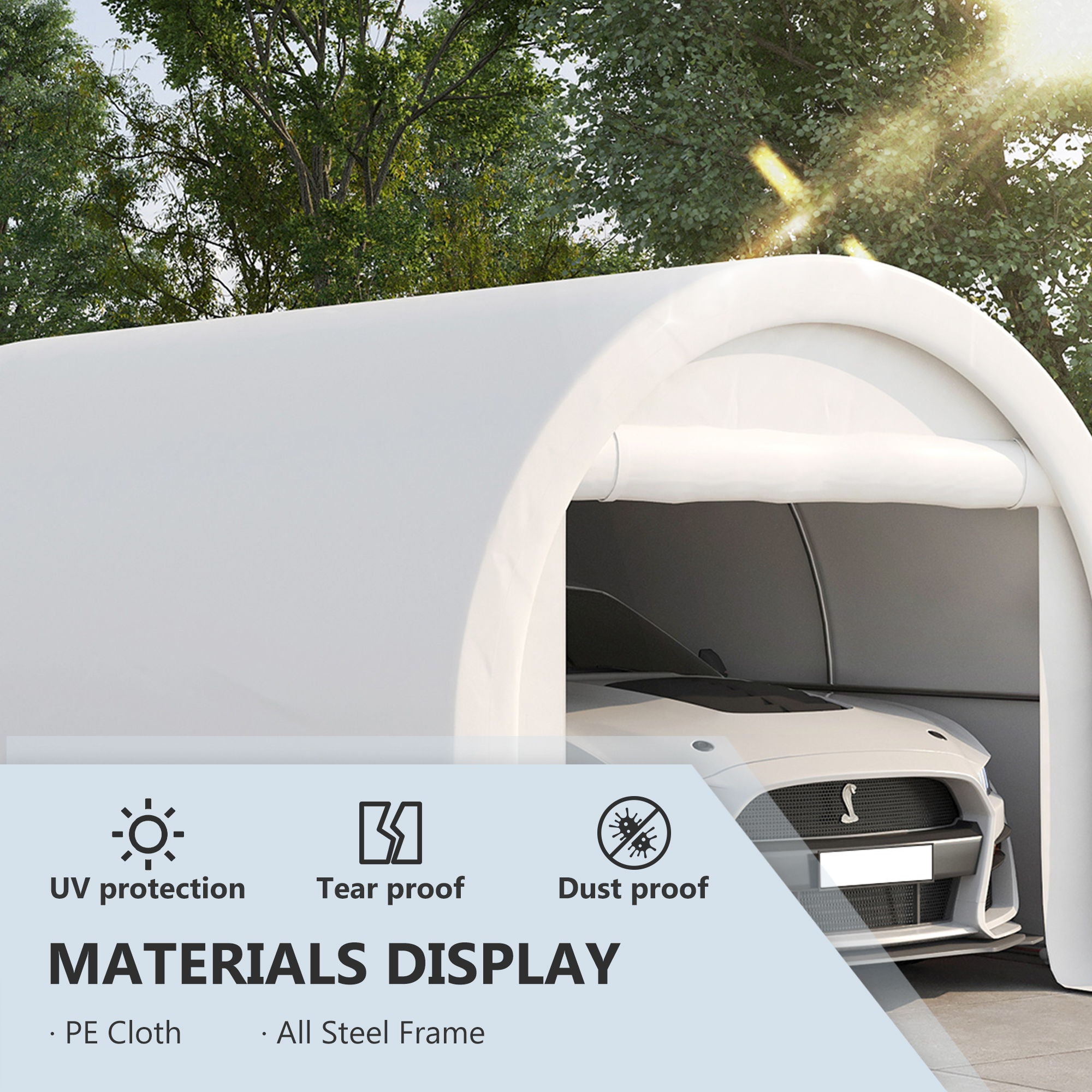 Outsunny - 10' x 16' Carport, Heavy Duty Portable Garage Storage Tent With Large Zippered Door, Anti-Uv Pe Canopy Cover For Car, Truck, Boat, Motorcycle, Bike, Garden Tools, Outdoor Work - Best Buy Furniture