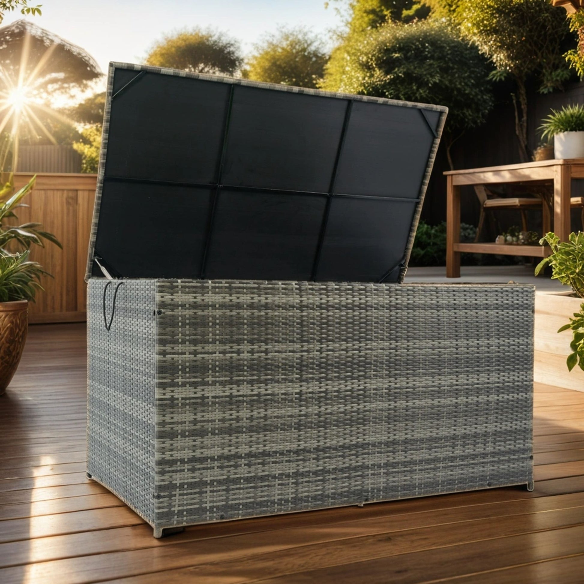 Outdoor Storage Box, Wicker Patio Deck Boxes With Lid, Outdoor Cushion Storage For Kids Toys, Pillows, Towel, Wicker - Best Buy Furniture
