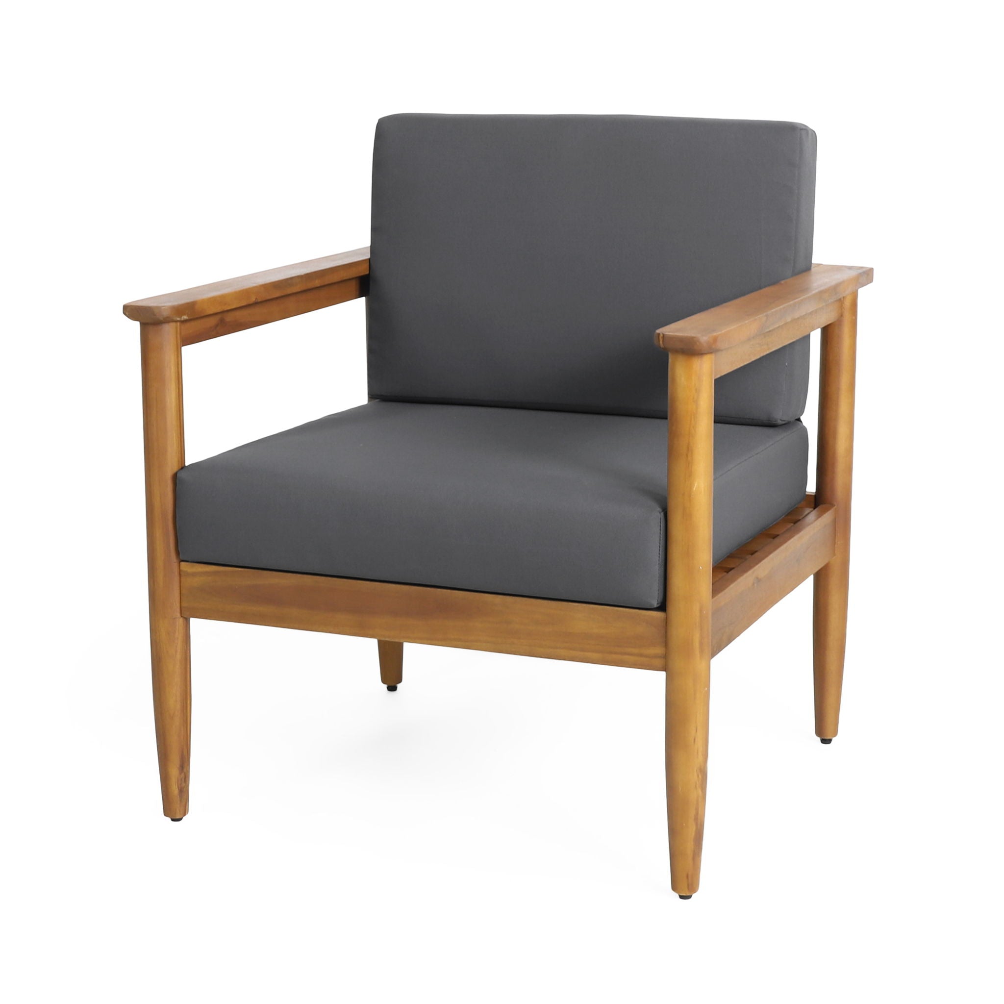 Outdoor Club Chair, Patio Chair With Teak Acacia Wood Frame - Dark Gray - Best Buy Furniture