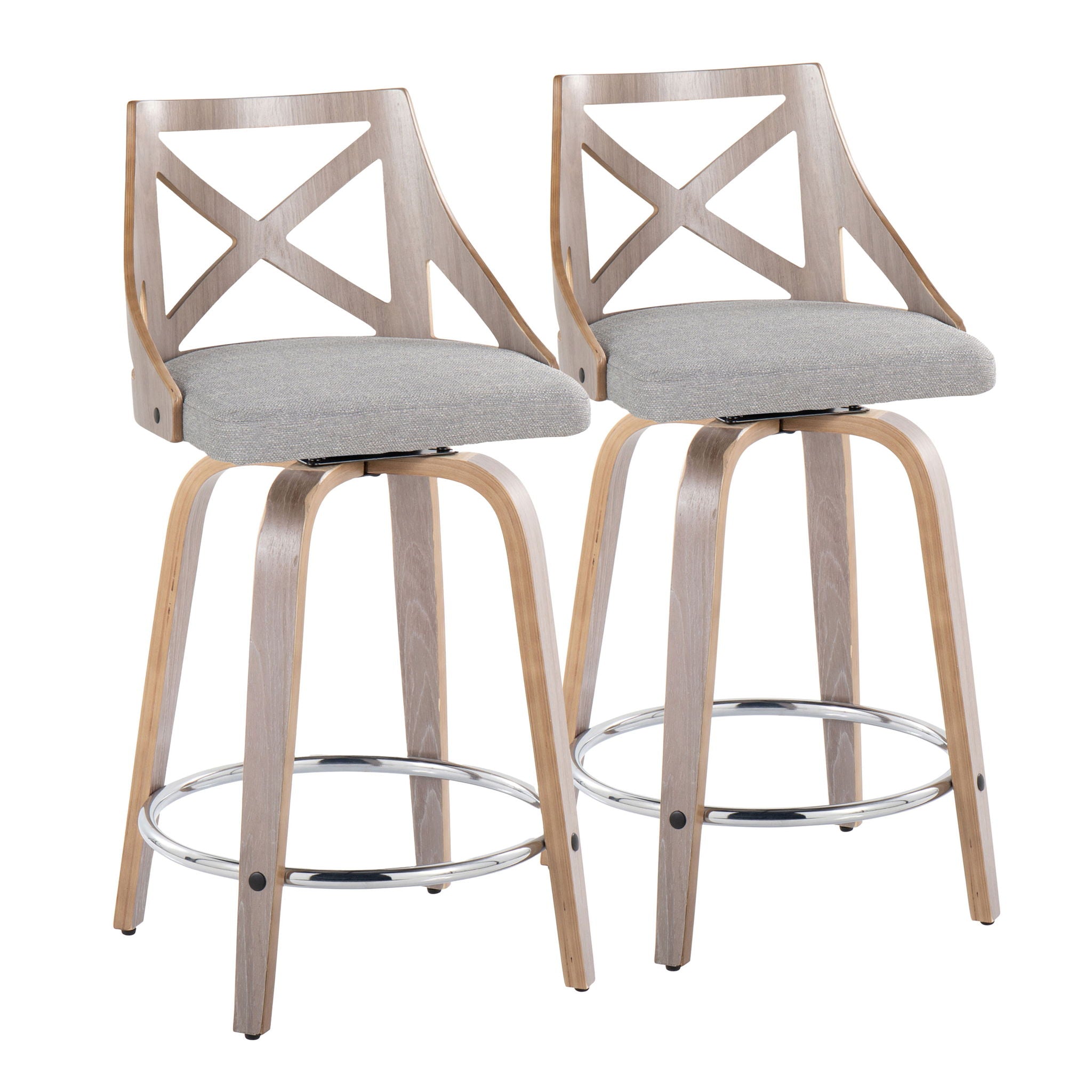 Charlotte - Farmhouse Fixed Height Counter Stool & Swivel With Round Footrest (Set of 2) - Best Buy Furniture