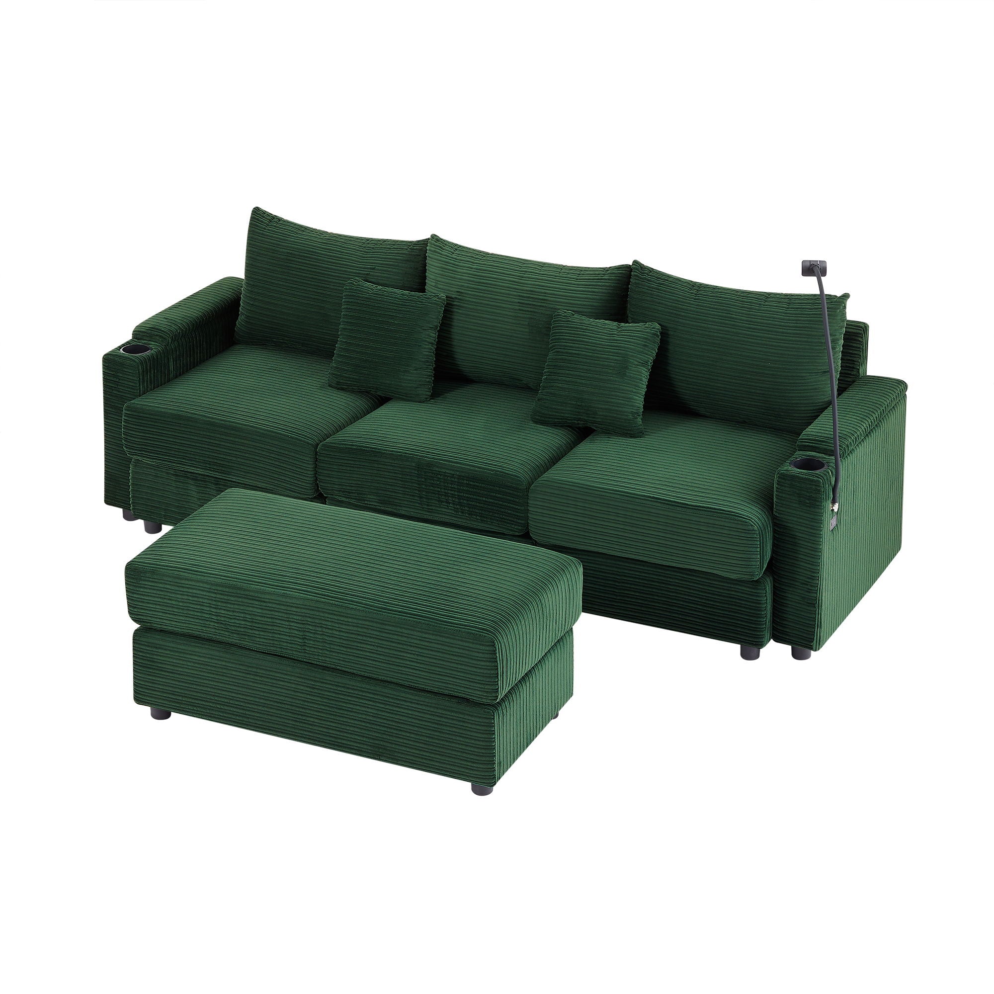 Modern Style Loveseat Sofa Sectional Sofa Couch With Storage Space, A Movable Ottoman, Two USB Ports, Two Cup Holders, A Phone Holder For Living Room - Best Buy Furniture
