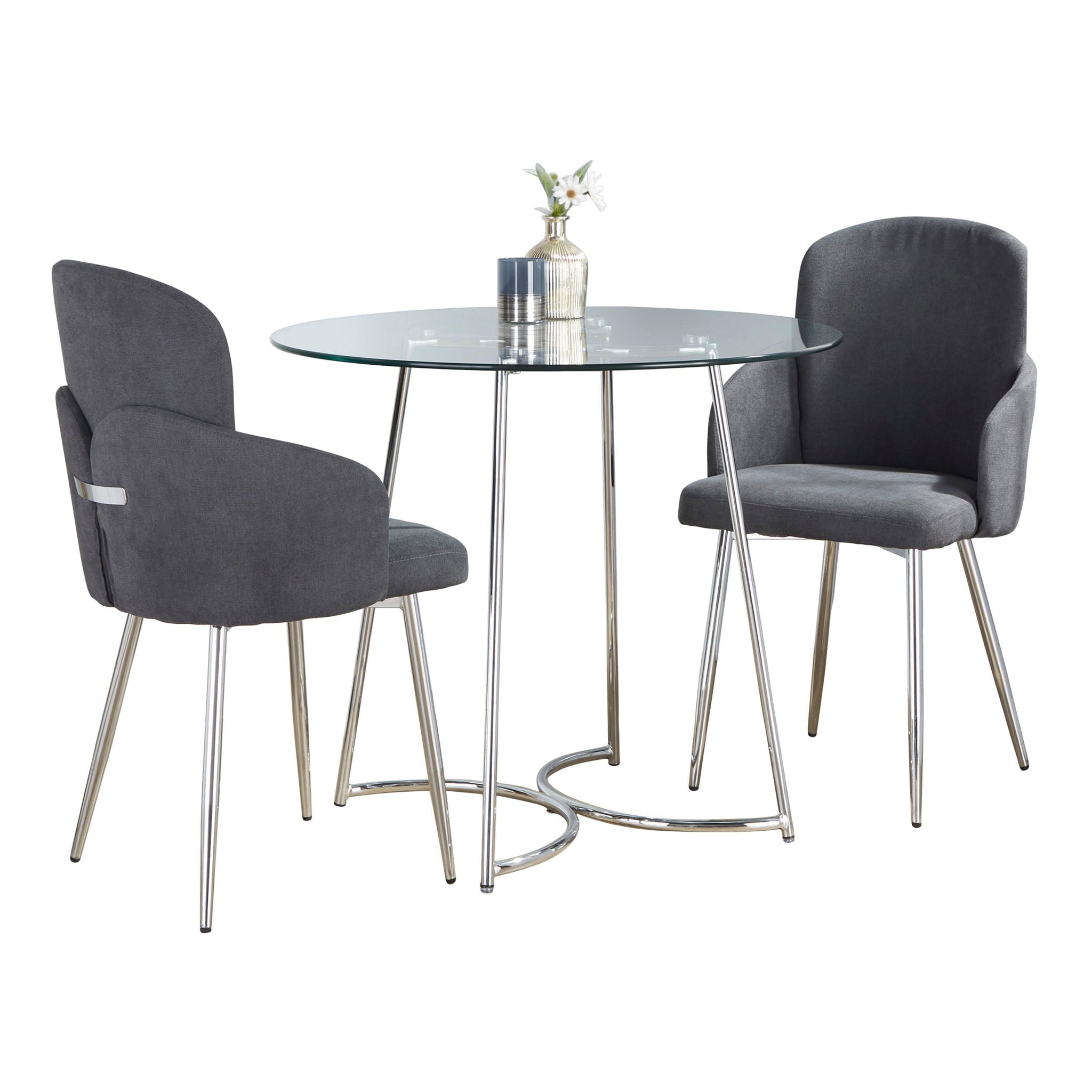 Cece Dahlia - 3 Piece Contemporary Dining Set - Chrome / Clear / Gray - Best Buy Furniture