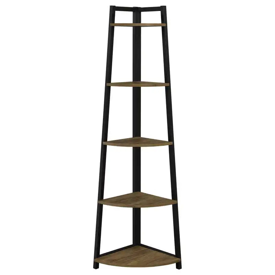 Jacksonville - 5-Shelf Bookshelf - Black And Aged Walnut - Best Buy Furniture