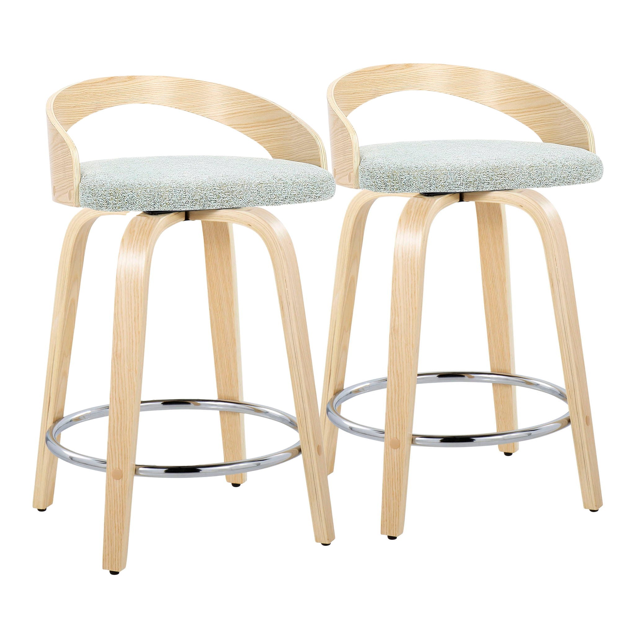Grotto - Contemporary Fixed Height Counter Stool & Swivel, Round Footrest (Set of 2) - Best Buy Furniture