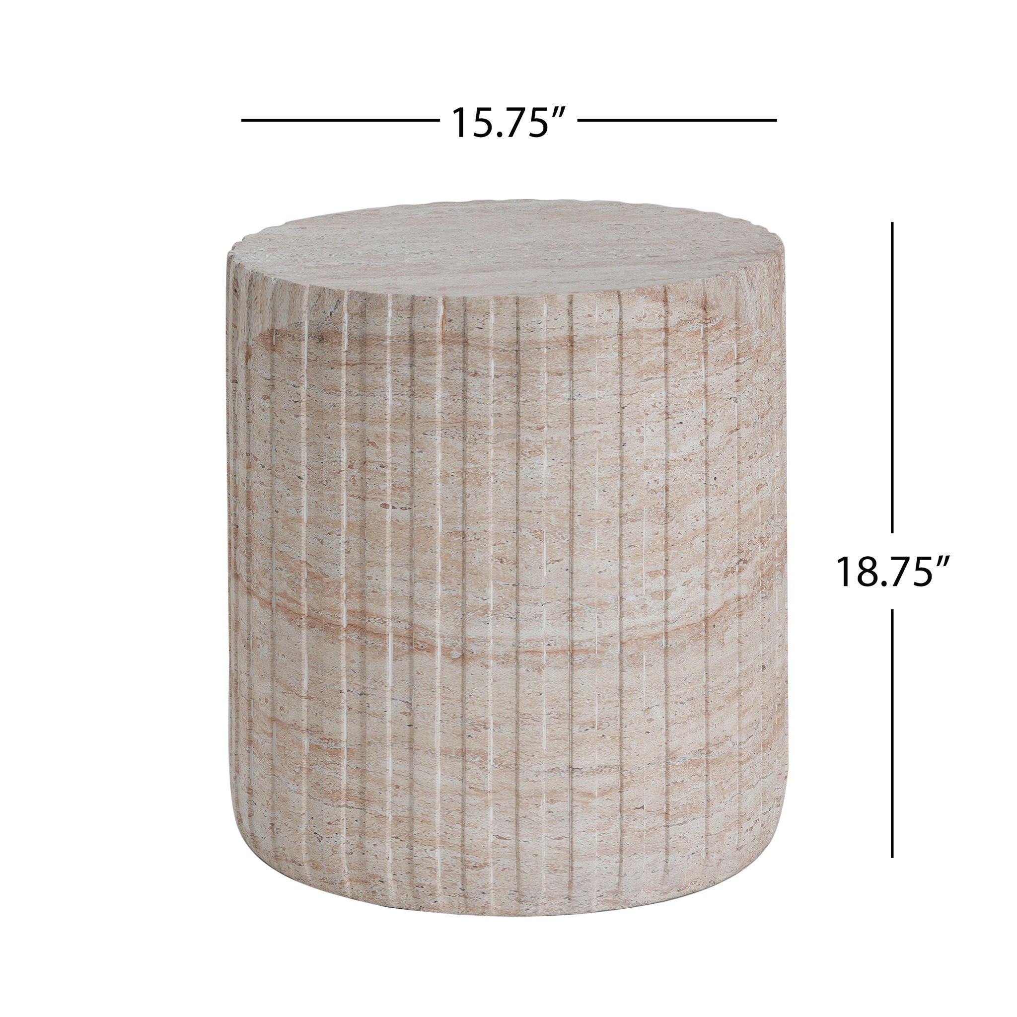 Elegant Outdoor / Indoor Lightweight Concrete Side Table With Travertine - Beige - Best Buy Furniture