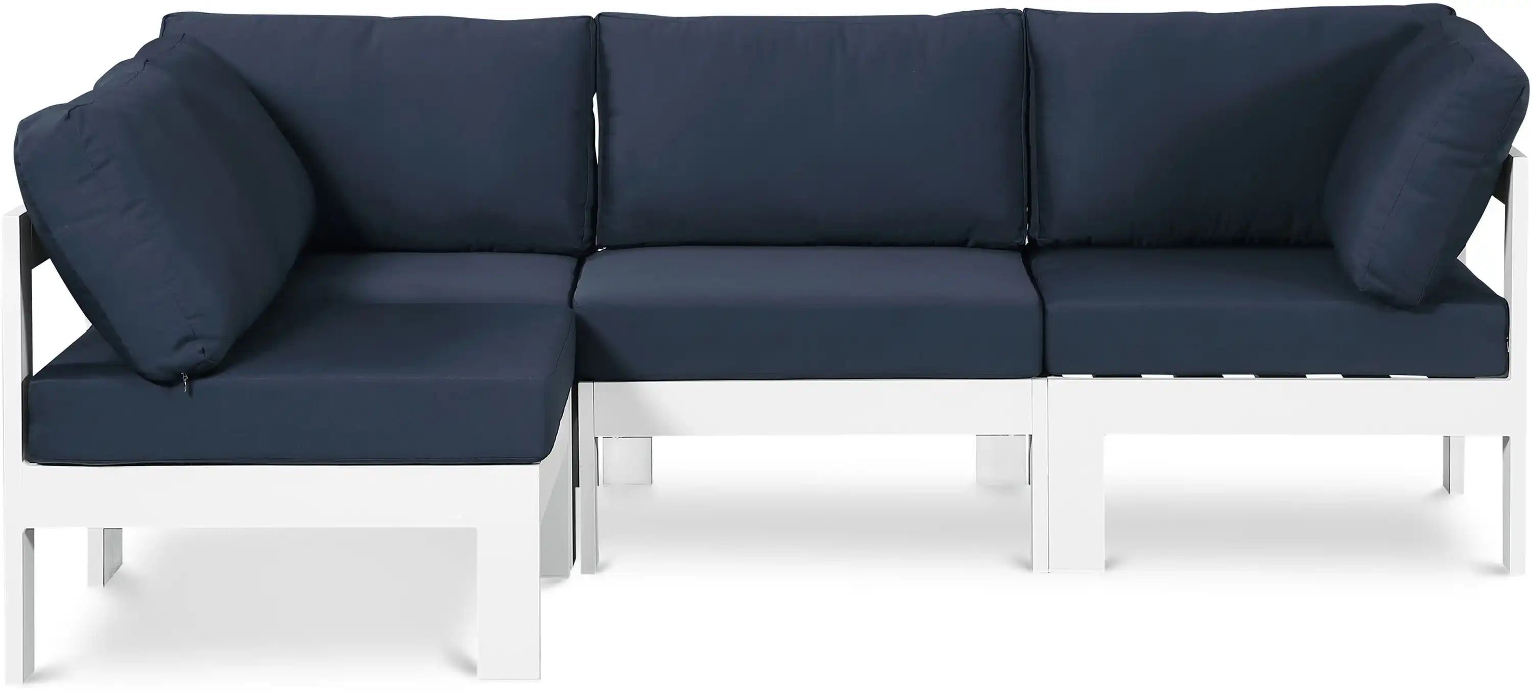 Nizuc - Outdoor Patio 4 Piece Modular Sectional With White Frame - Best Buy Furniture