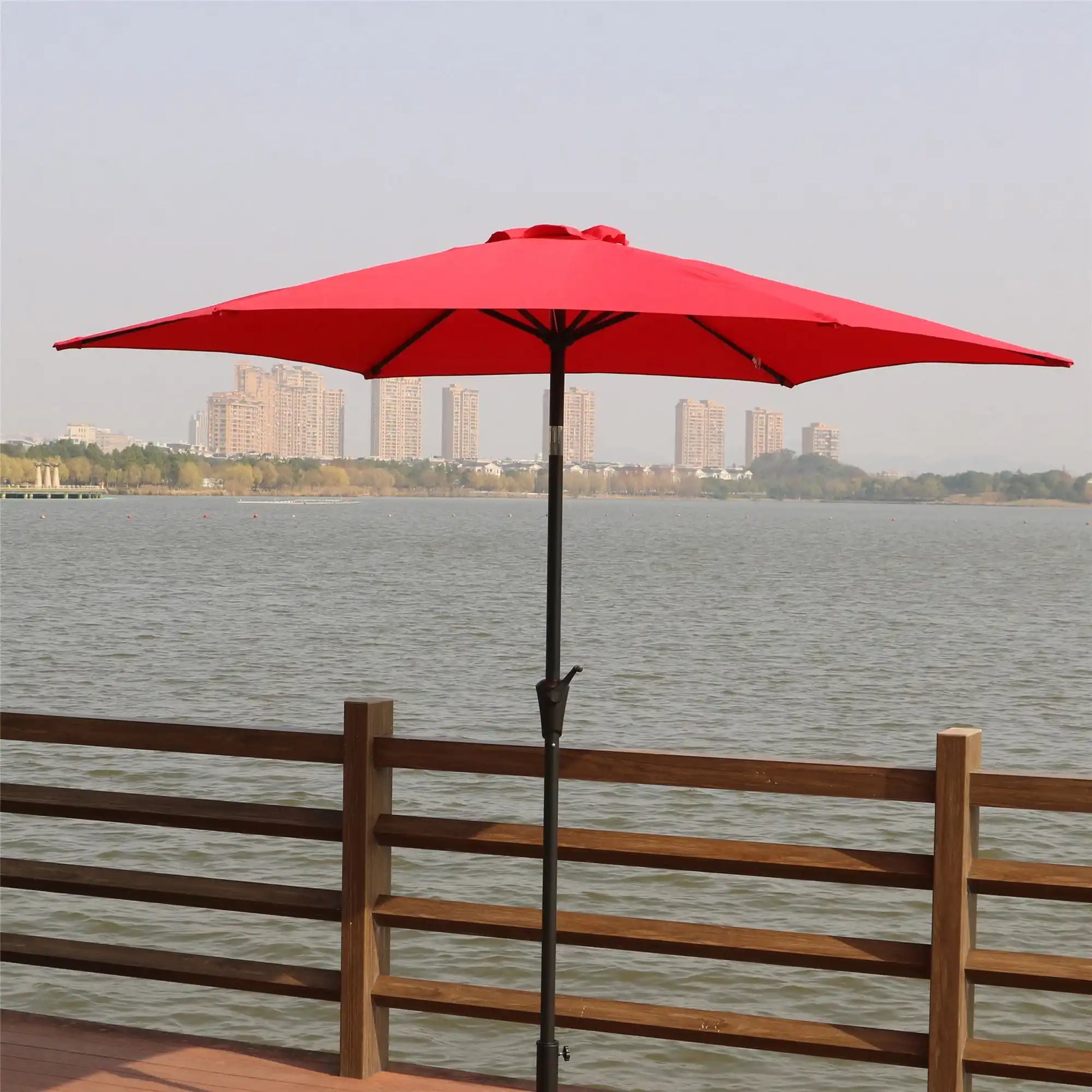 8.8' Outdoor Aluminum Patio Umbrella With 42 Pound Round Resin Umbrella Base - Best Buy Furniture