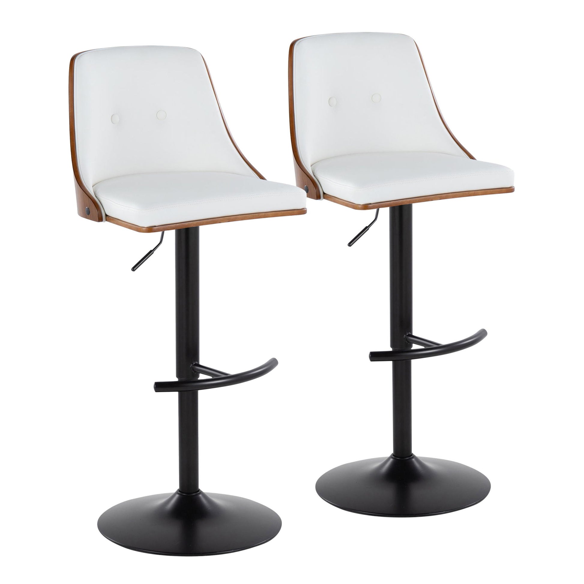 Gianna - Mid Century Modern Adjustable Barstool, Swivel With Rounded T Footrest (Set of 2) - Best Buy Furniture