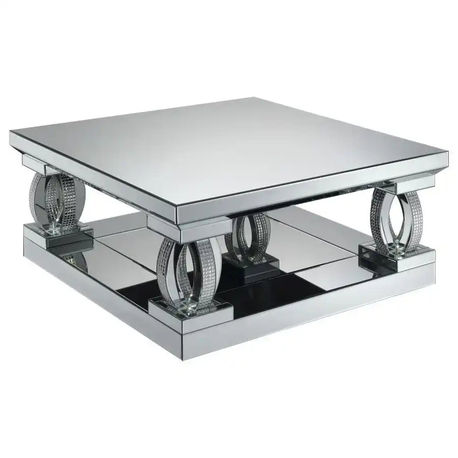 Amalia - Square Mirrored Acrylic Crystal Coffee Table - Silver - Best Buy Furniture