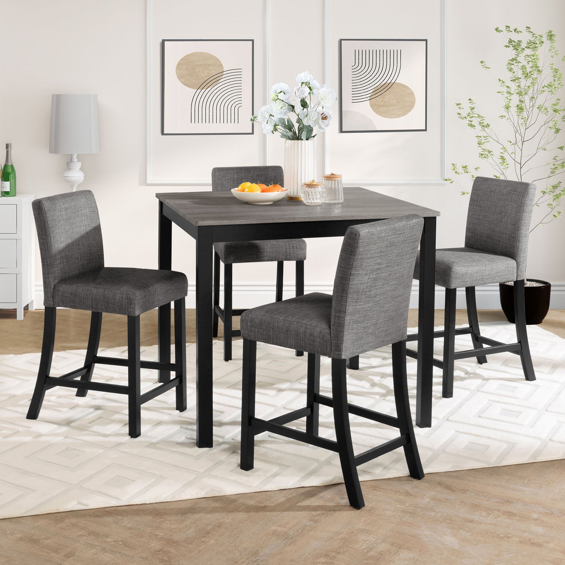 5 Piece Counter Height Table Set, Square Table And 4 Upholstered Chairs - Best Buy Furniture