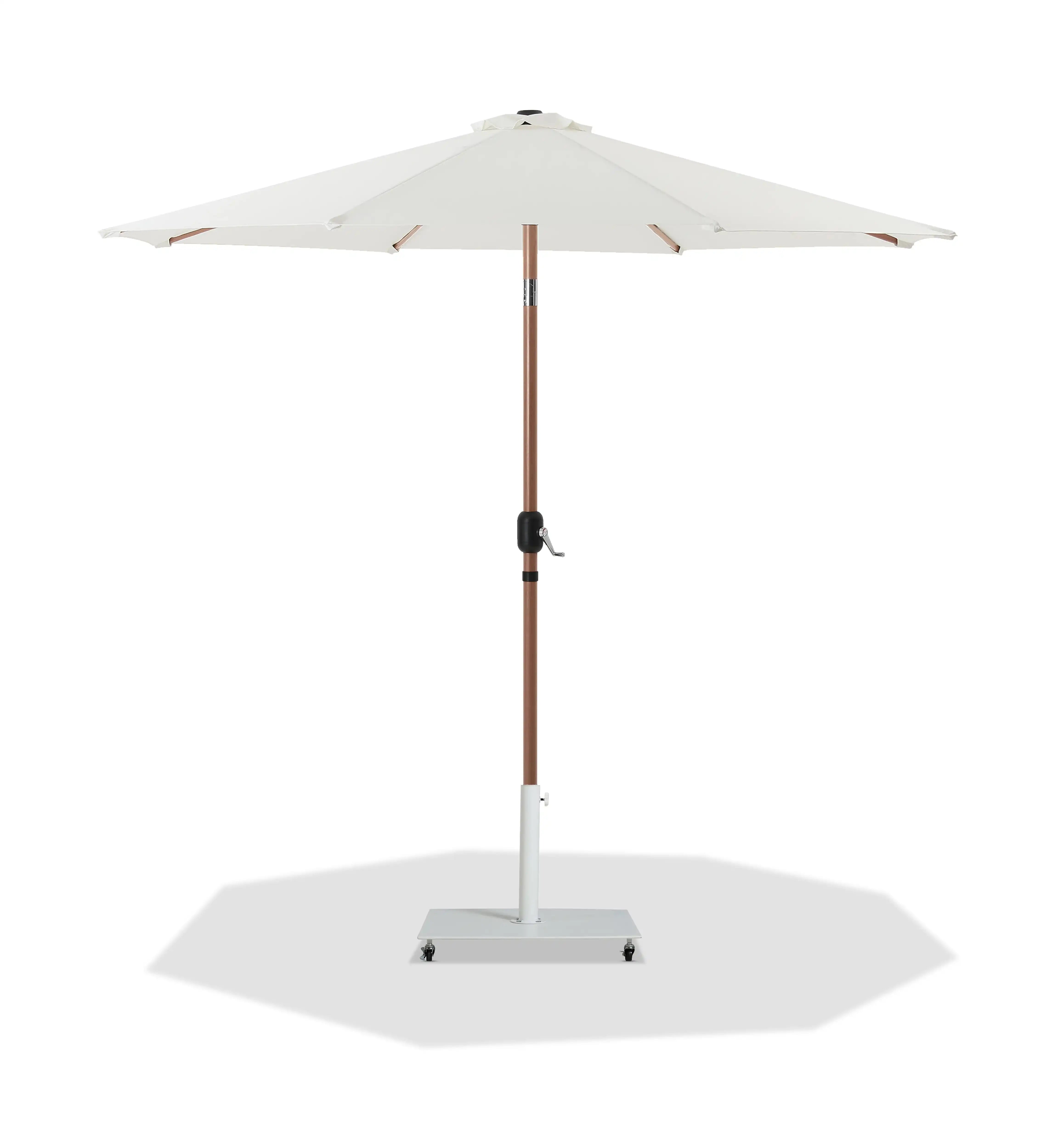 Fiji - Aluminum Patio Umbrella With Square White And Teak Base - Best Buy Furniture