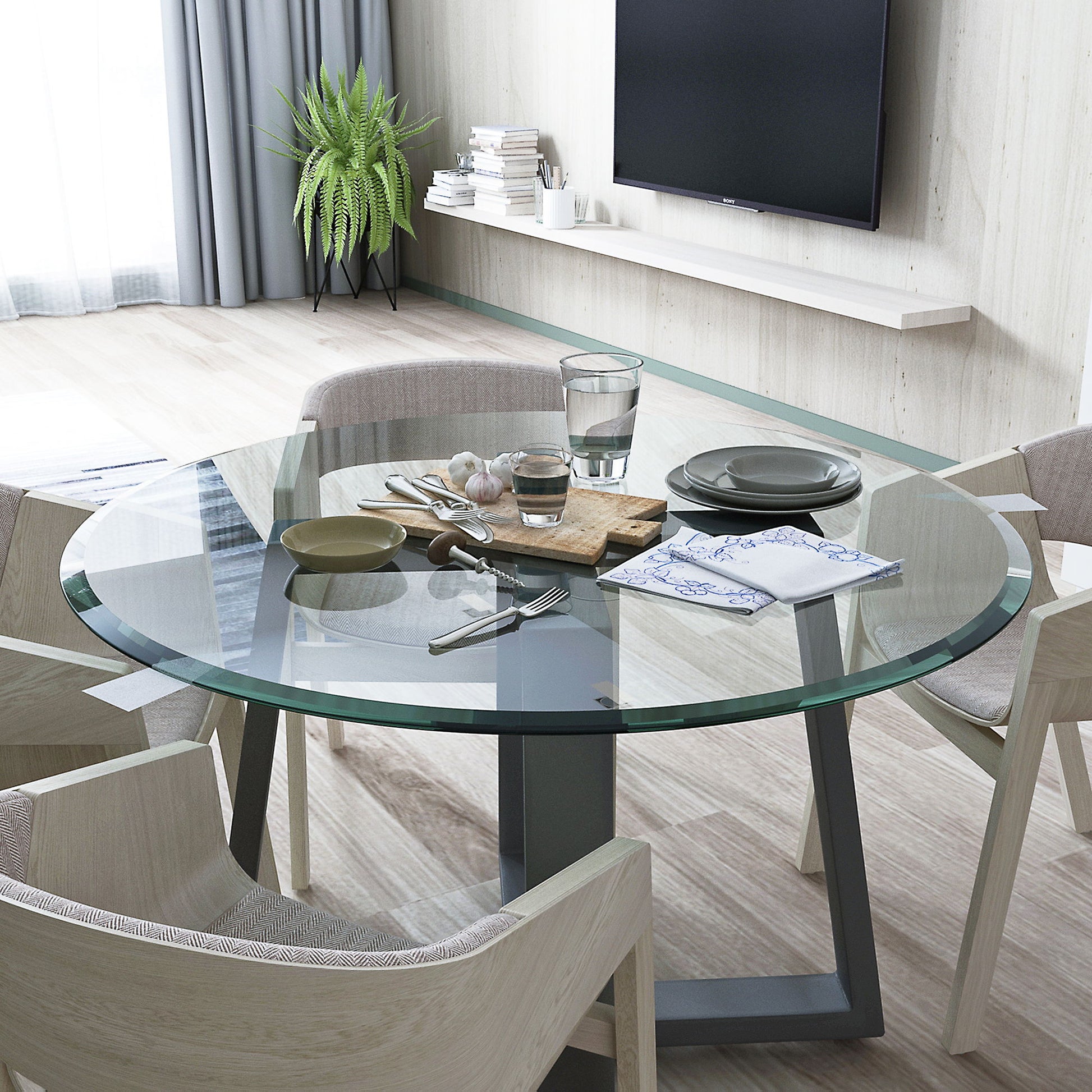 36" Round Tempered Glass Table Top Black Glass Thick Beveled Polished Edge - Best Buy Furniture