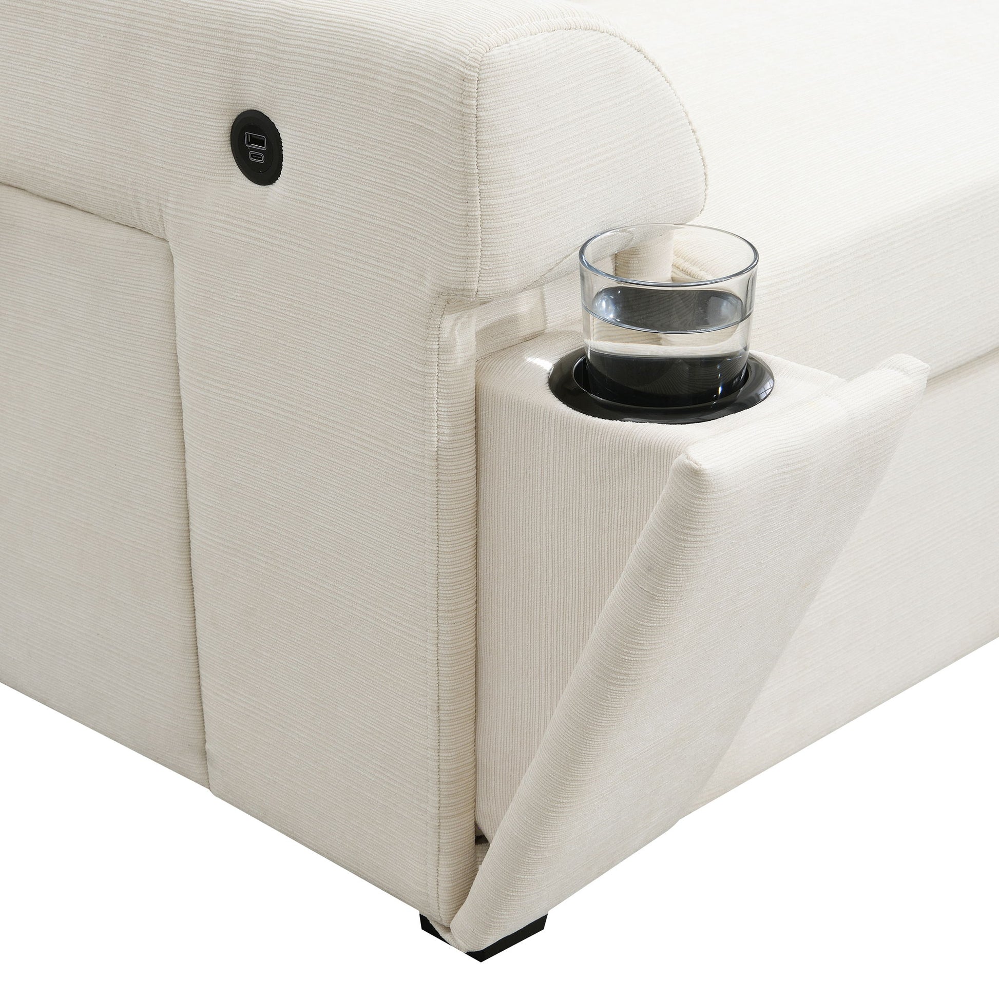 U Shaped Sectional Sofa 6 Seat Couch Set With Oversized Ottoman, Hidden Armrest Storage And Cup Holders USB Charging Ports Wide Seat Sofa - Best Buy Furniture