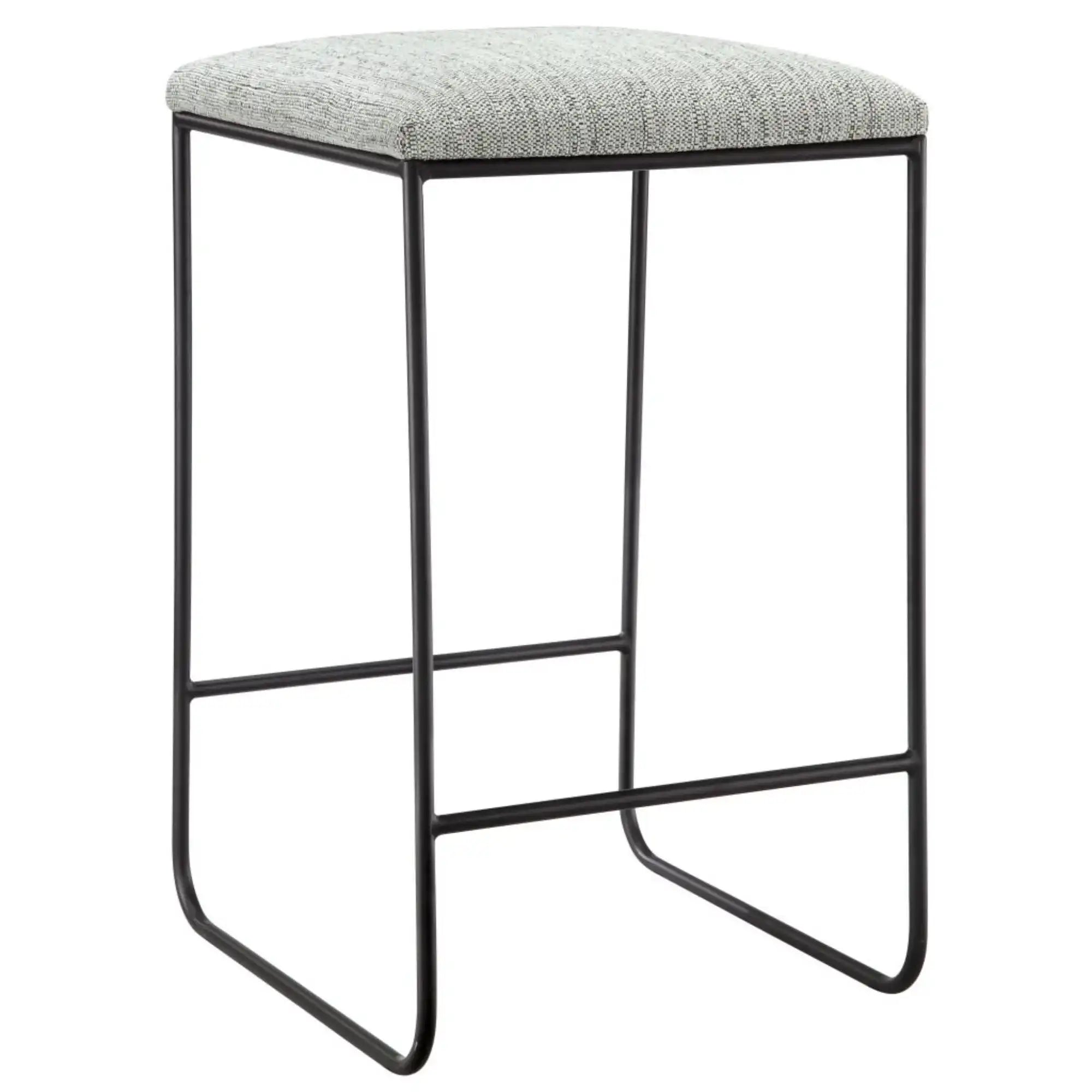 Counter Stool With Faux Linen Seat - Heathered Gray / Matte Black - Best Buy Furniture