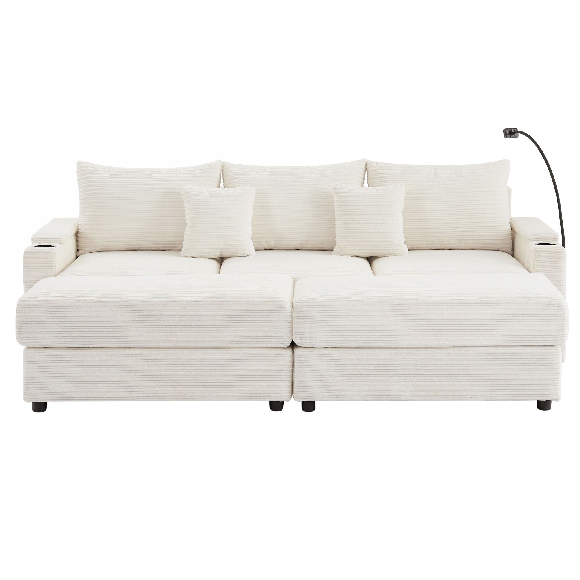 Modern Style Loveseat Sofa Sectional Sofa Couch With Storage Space, A Movable Ottoman, Two USB Ports, Two Cup Holders, A Phone Holder For Living Room - Best Buy Furniture