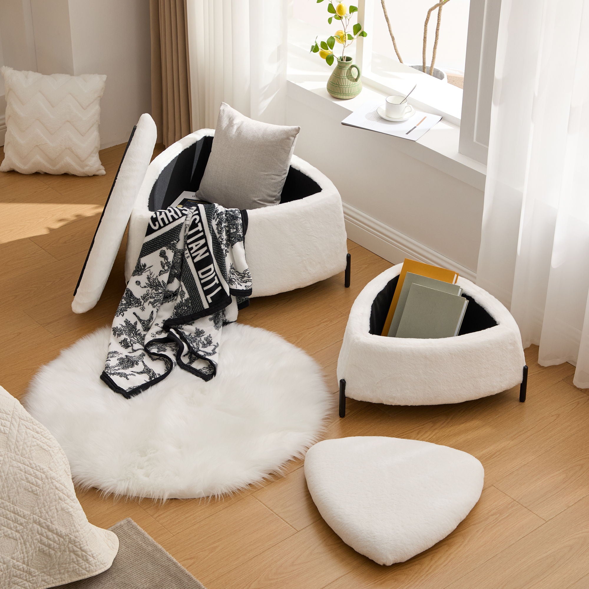 Upholstered Storage Ottoman Set With Reversible Lid - Best Buy Furniture