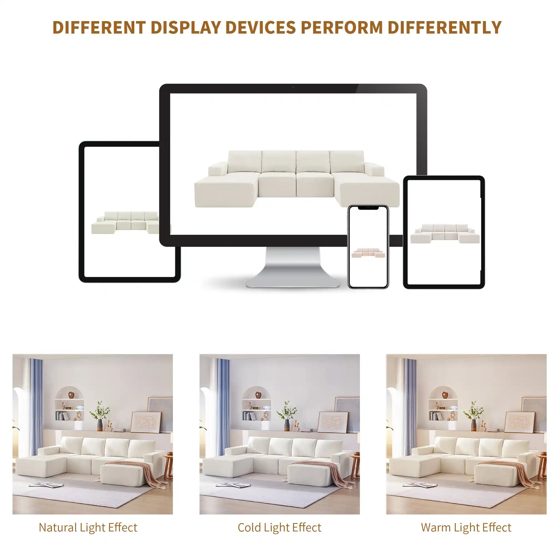 Luxury Cloud Modular U Shaped Sectional Sofa with Ottoman Compressed Foam - Best Buy Furniture