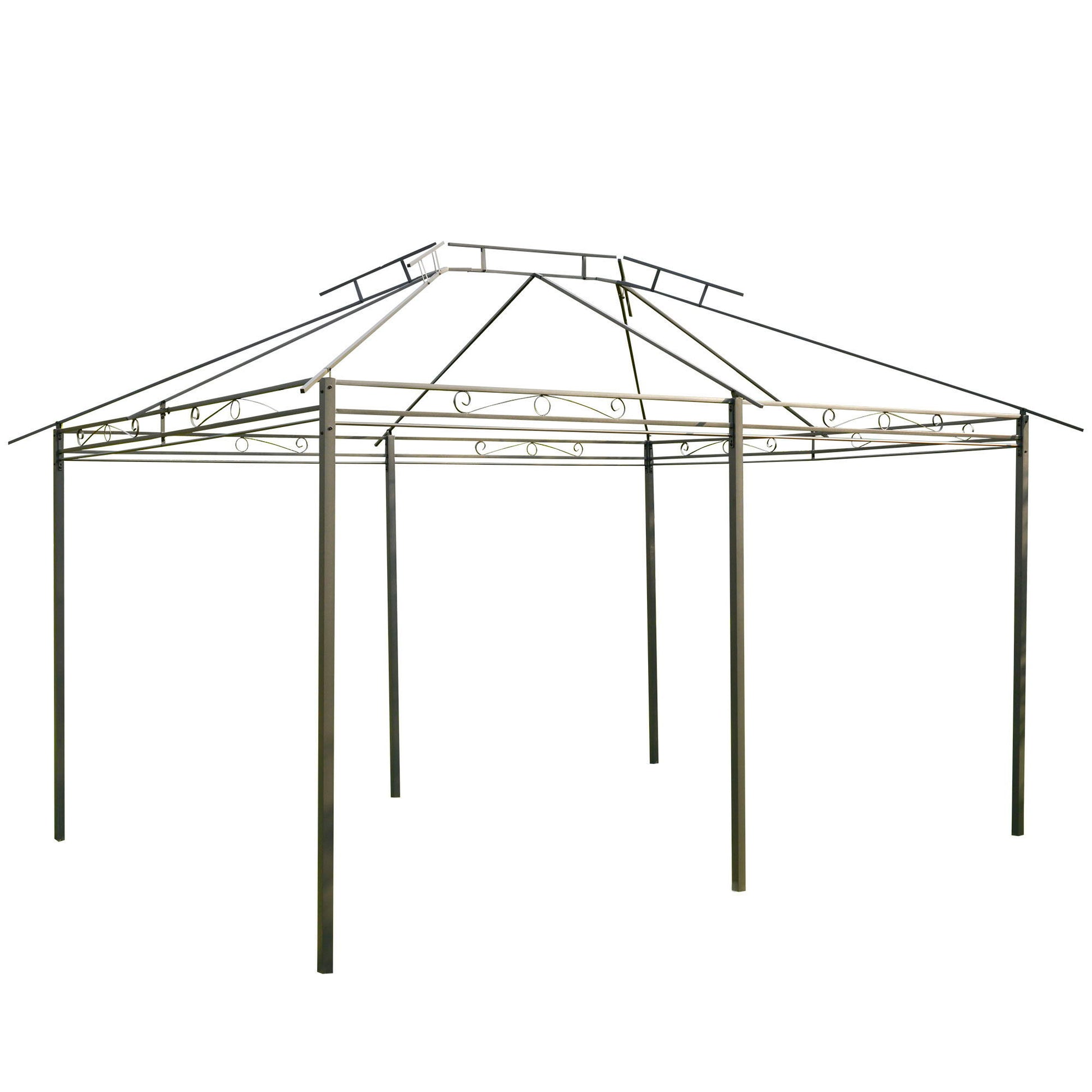Outsunny - Patio Gazebo, Outdoor Gazebo Canopy Shelter With Curtains, Vented Roof, Steel Frame For Garden, Lawn, Backyard And Deck, - Sage Gray - Best Buy Furniture