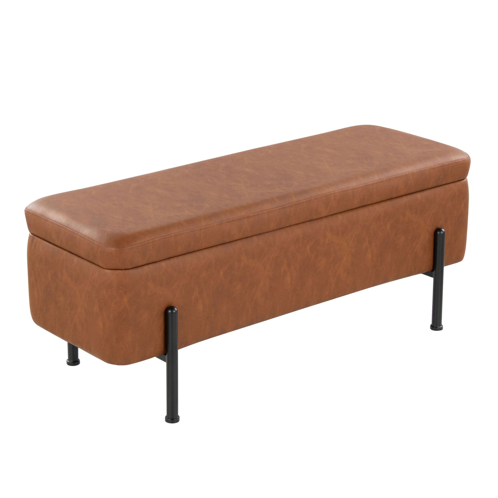 Daniella - Contemporary Storage Bench - Black / Camel - Best Buy Furniture