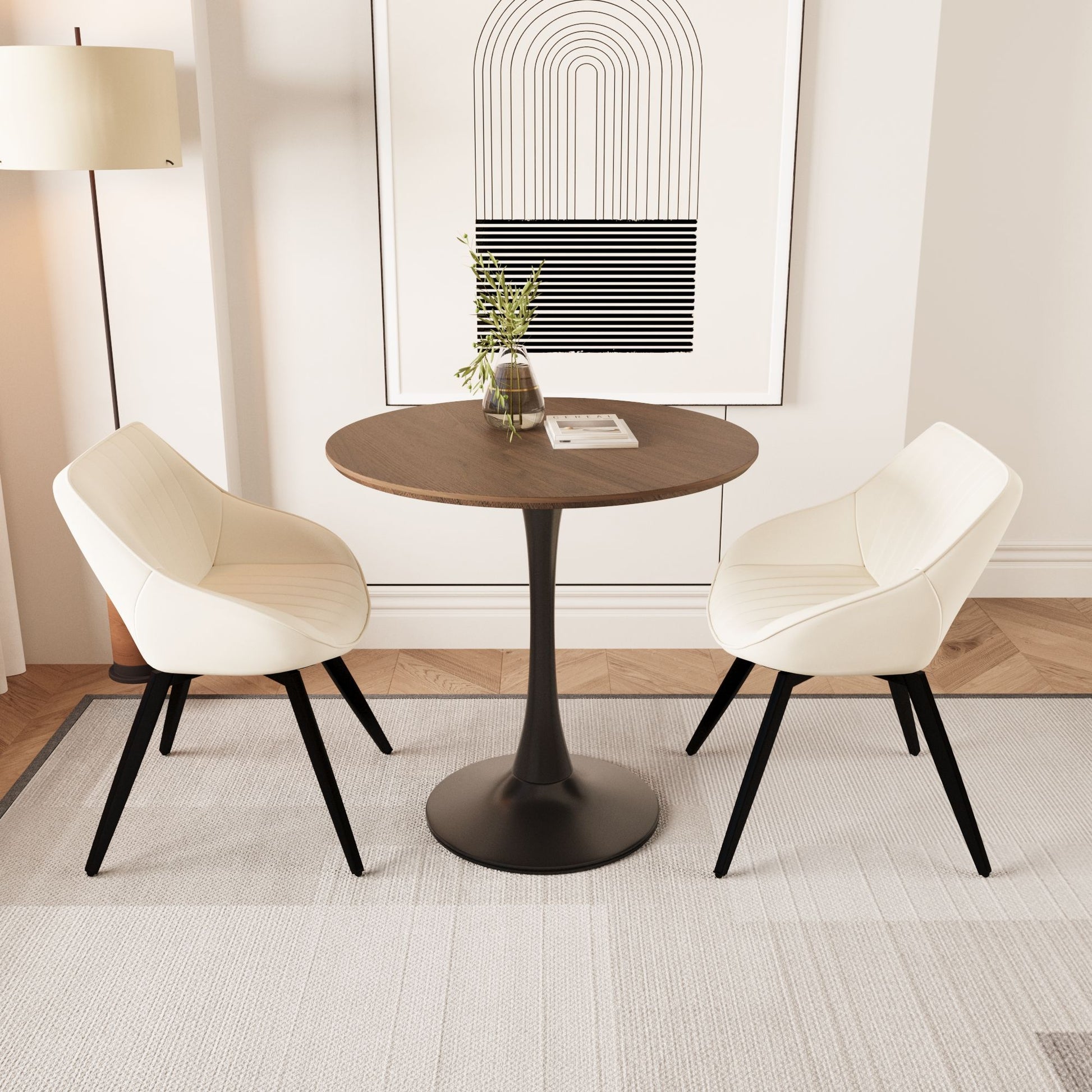 Round Dining Table Set With Tulip Design And 2 Chairs - Best Buy Furniture
