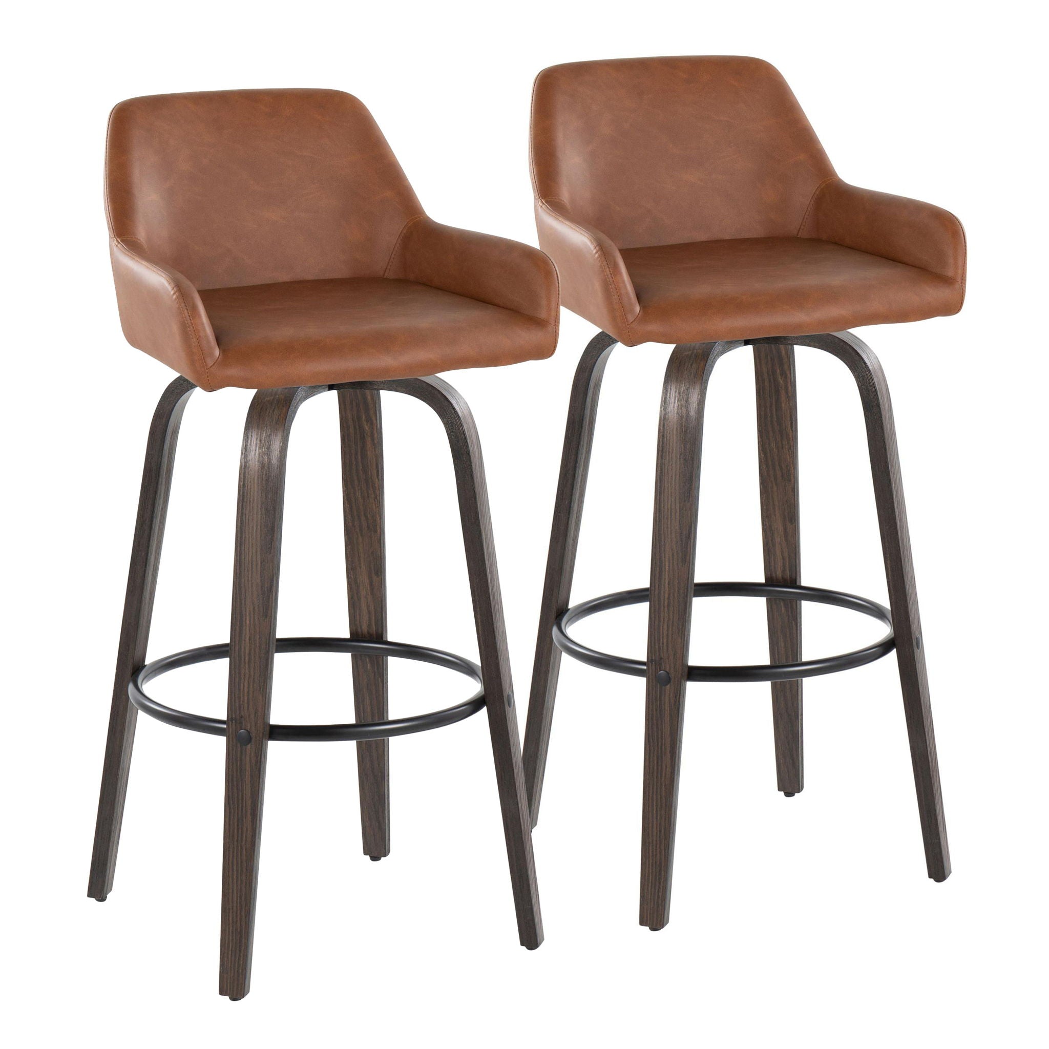 Daniella - Contemporary Fixed Height, Barstool With Swivel With Round Footrest (Set of 2) - Best Buy Furniture