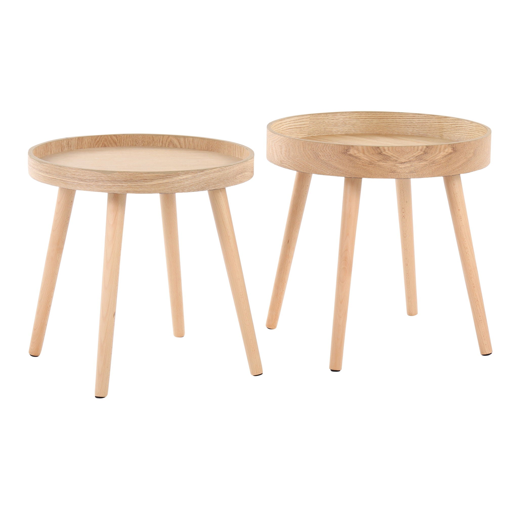 Pebble - Mid-Century Modern Side Table Set - Natural - Best Buy Furniture
