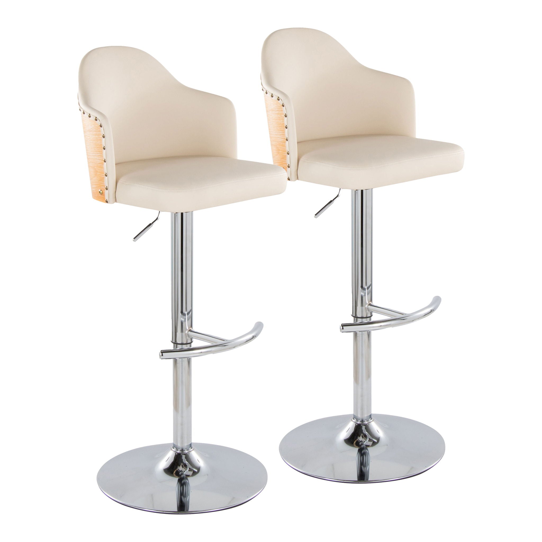 Ahoy - Contemporary Adjustable Barstool, Swivel With Rounded T Footrest (Set of 2) - Best Buy Furniture