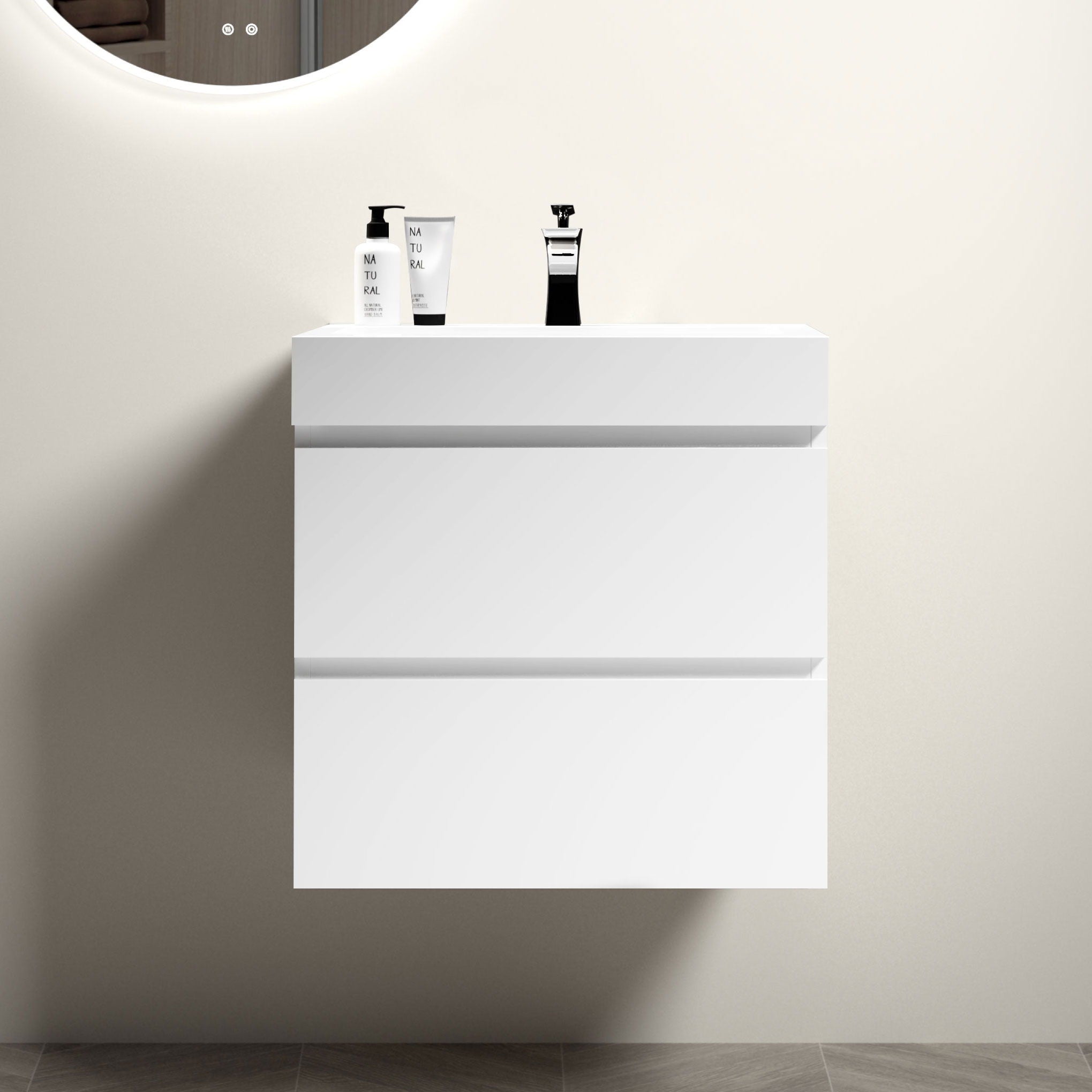 Alice - Bathroom Vanity With Large Storage, Sink Wall Mounted Floating Bathroom Vanity For Modern Bathroom, One-Piece Sink Basin Without Drain And Faucet - Best Buy Furniture