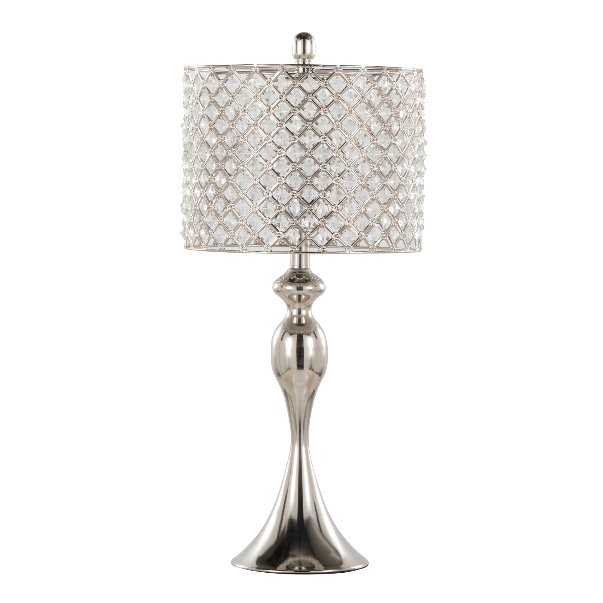 Ashland - Contemporary Table Lamp Square Clear Crystal (Set of 2) - Polished Nickel - Best Buy Furniture