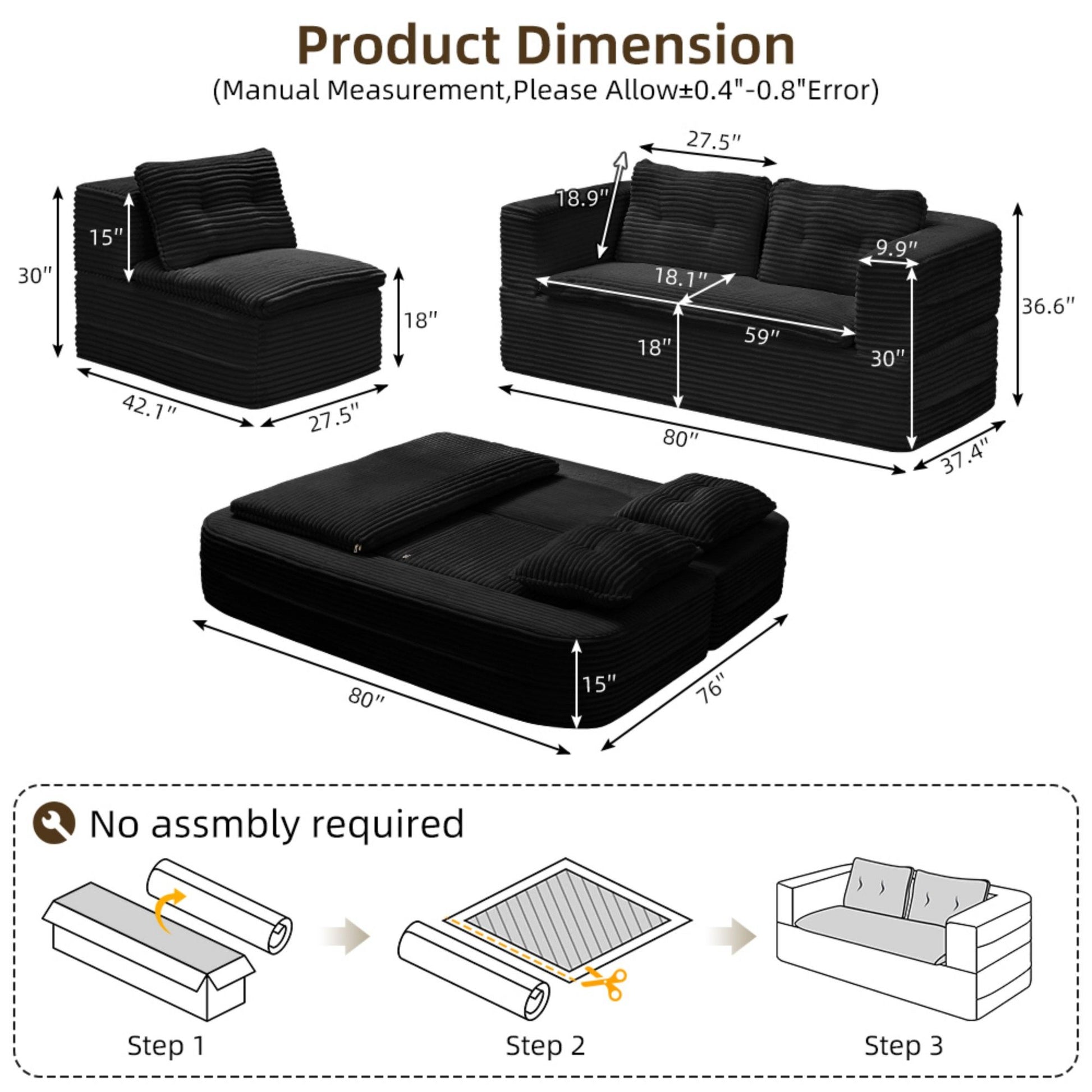 Multi Functional Sectional Sofa Bed With Independent Chaise Lounge And Functional Blanket - Best Buy Furniture
