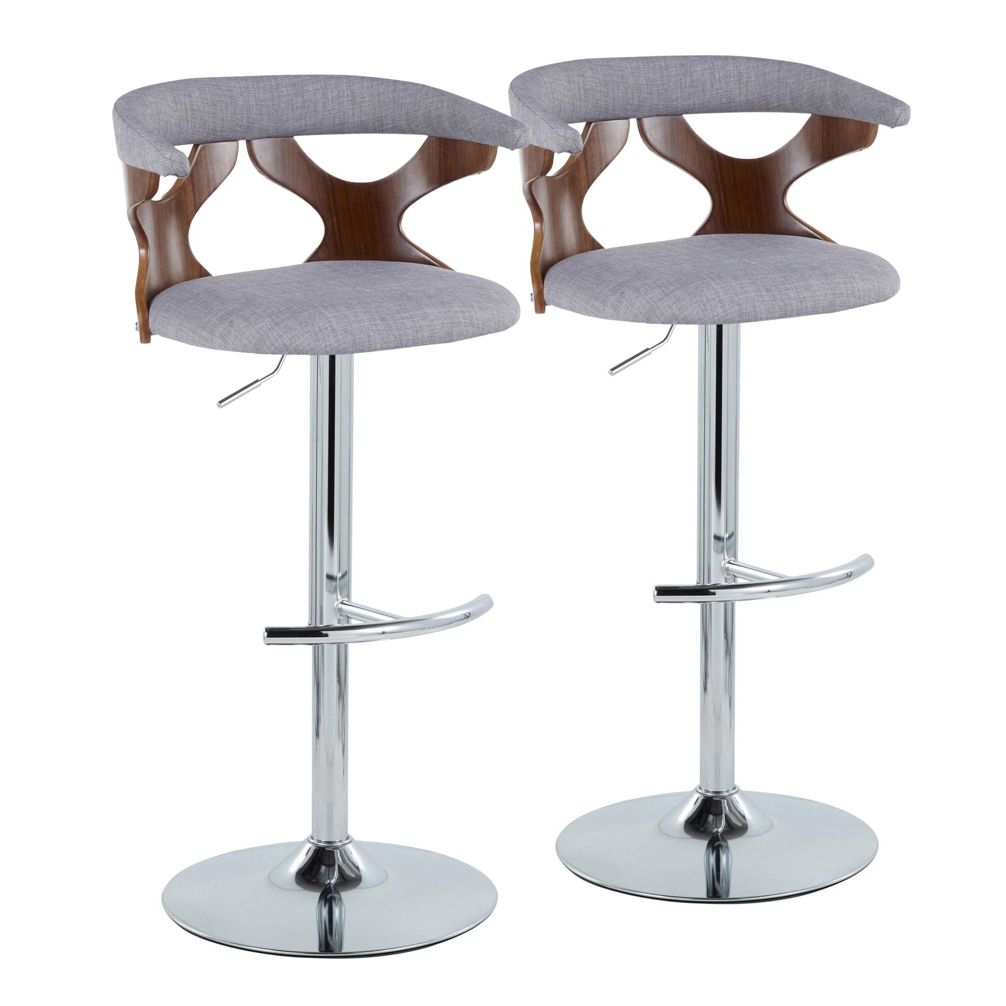 Gardenia - Mid Century Modern Adjustable Barstool With Swivel With Rounded T Footrest (Set of 2) - Best Buy Furniture