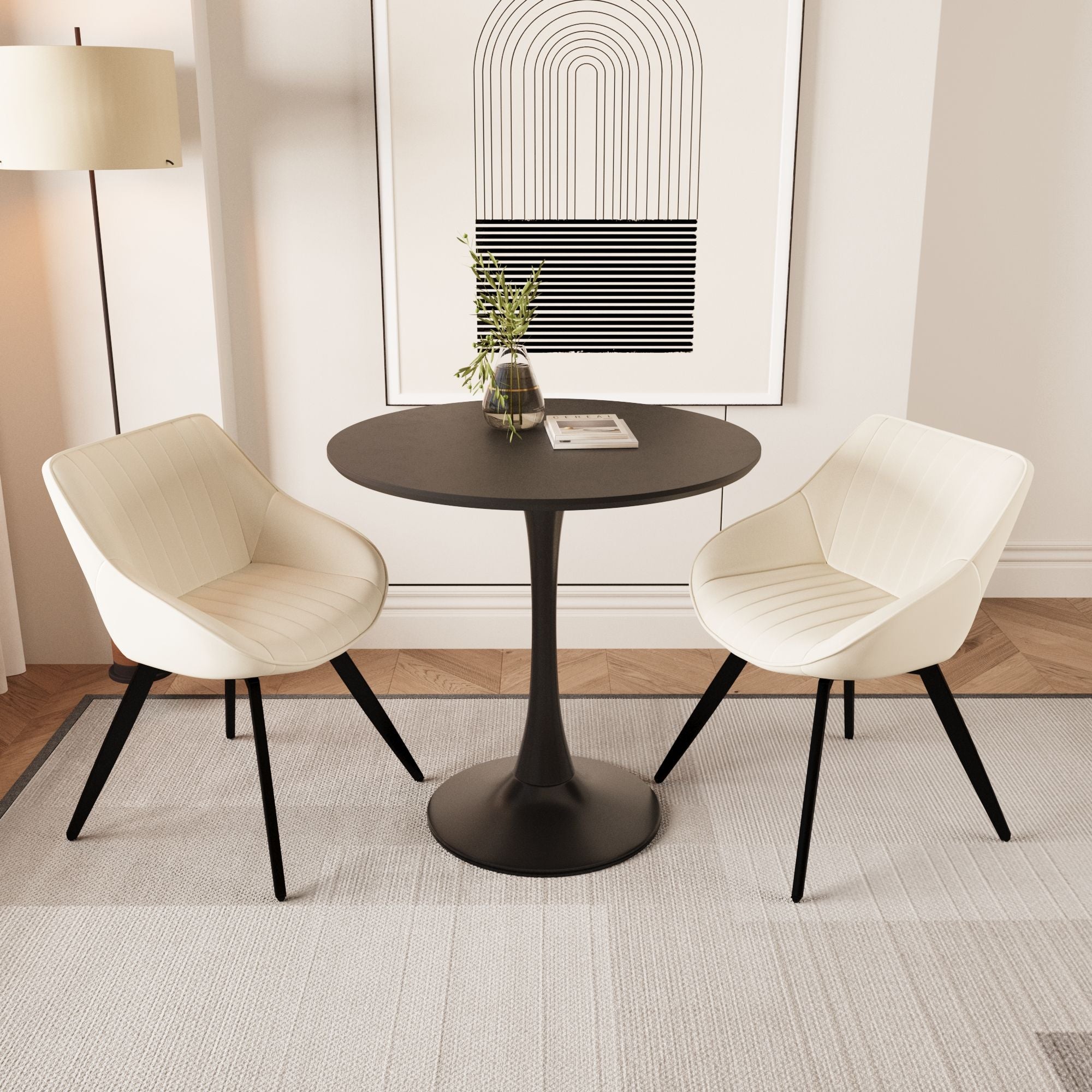 Round Dining Table Set With Tulip Design And 2 Chairs - Best Buy Furniture