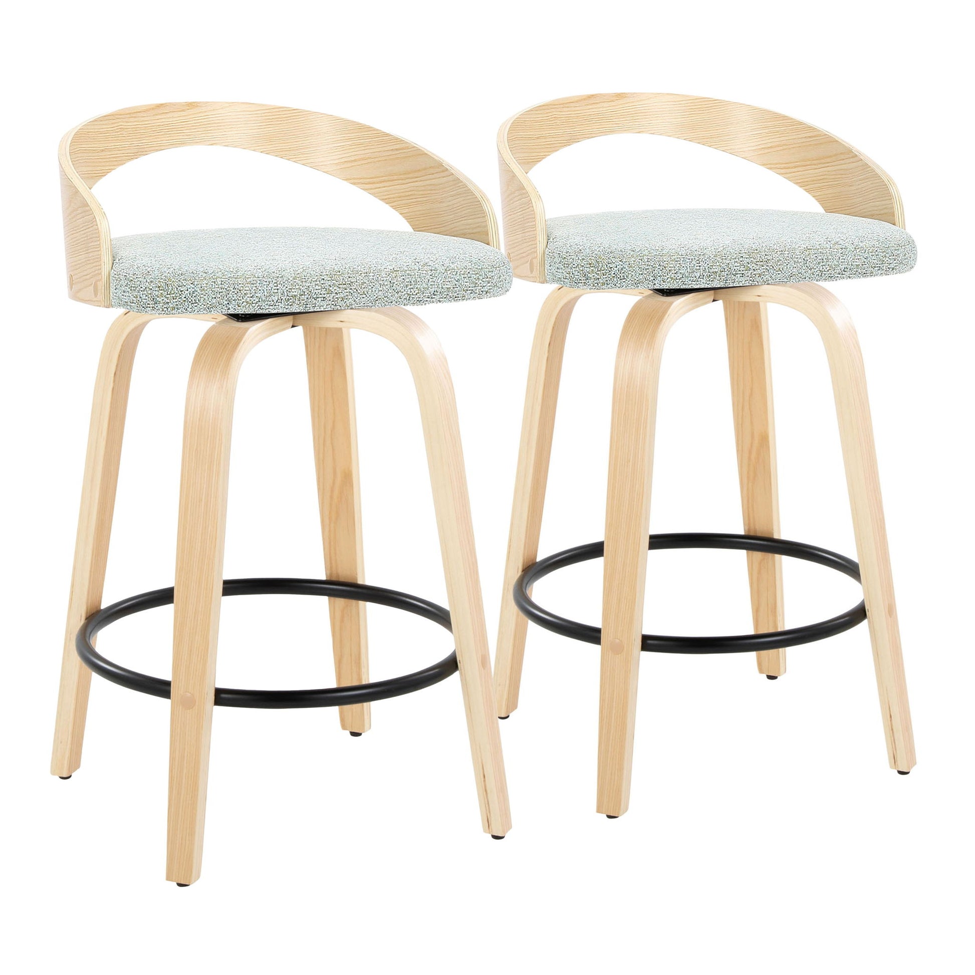 Grotto - Mid-Century Modern Fixed Height Counter Stool Swivel &h Round Footrest - Best Buy Furniture