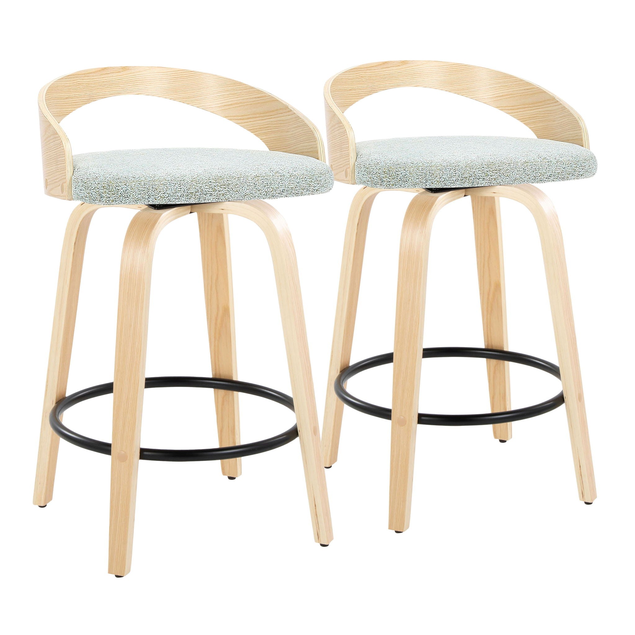 Grotto - Mid-Century Modern Fixed Height Counter Stool Swivel &h Round Footrest - Best Buy Furniture