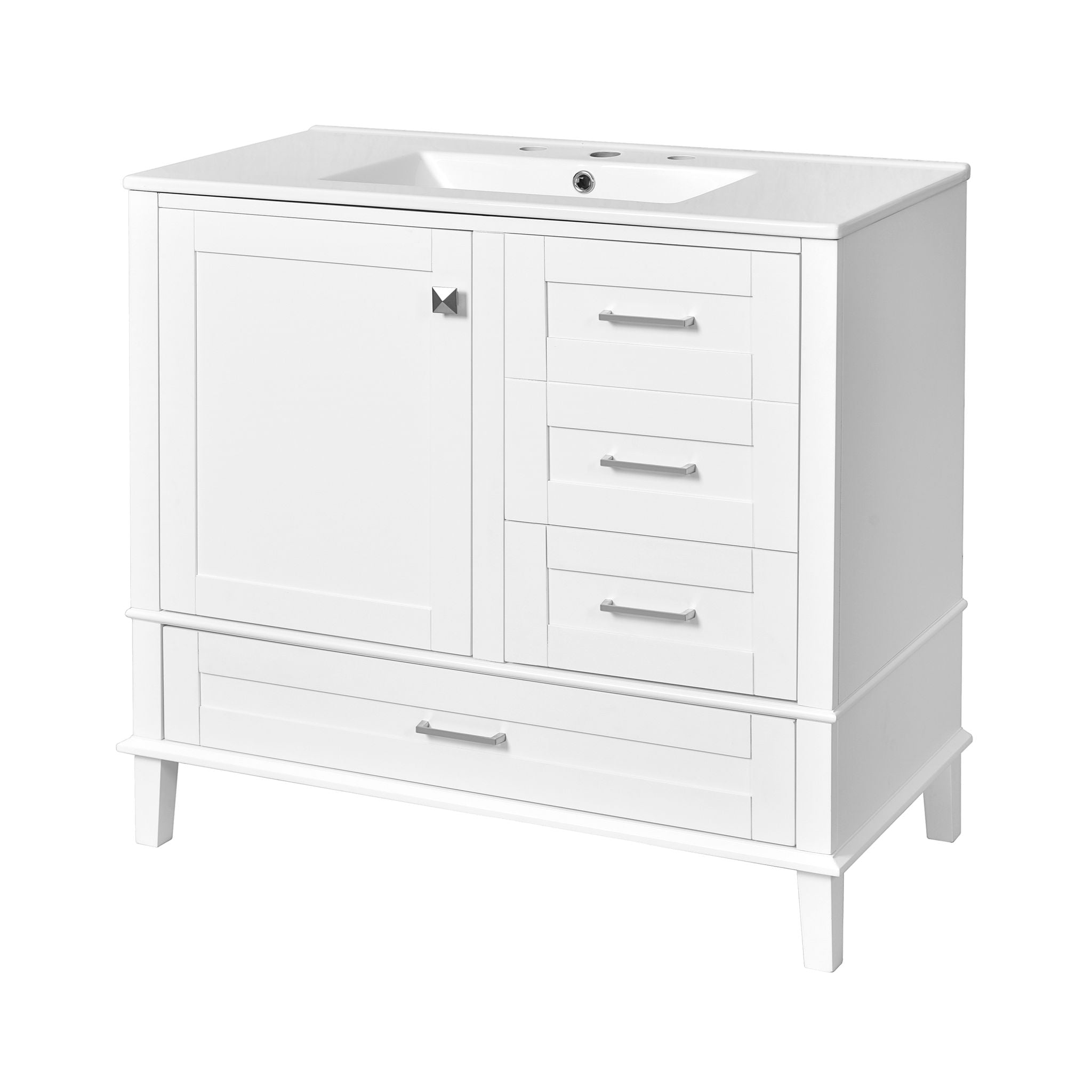Bathroom Vanity, Modern Bathroom Cabinet With Sink Combo Set, Bathroom Storage Cabinet With A Soft Closing Door And 3 Drawers, Solid Wood Frame - Best Buy Furniture