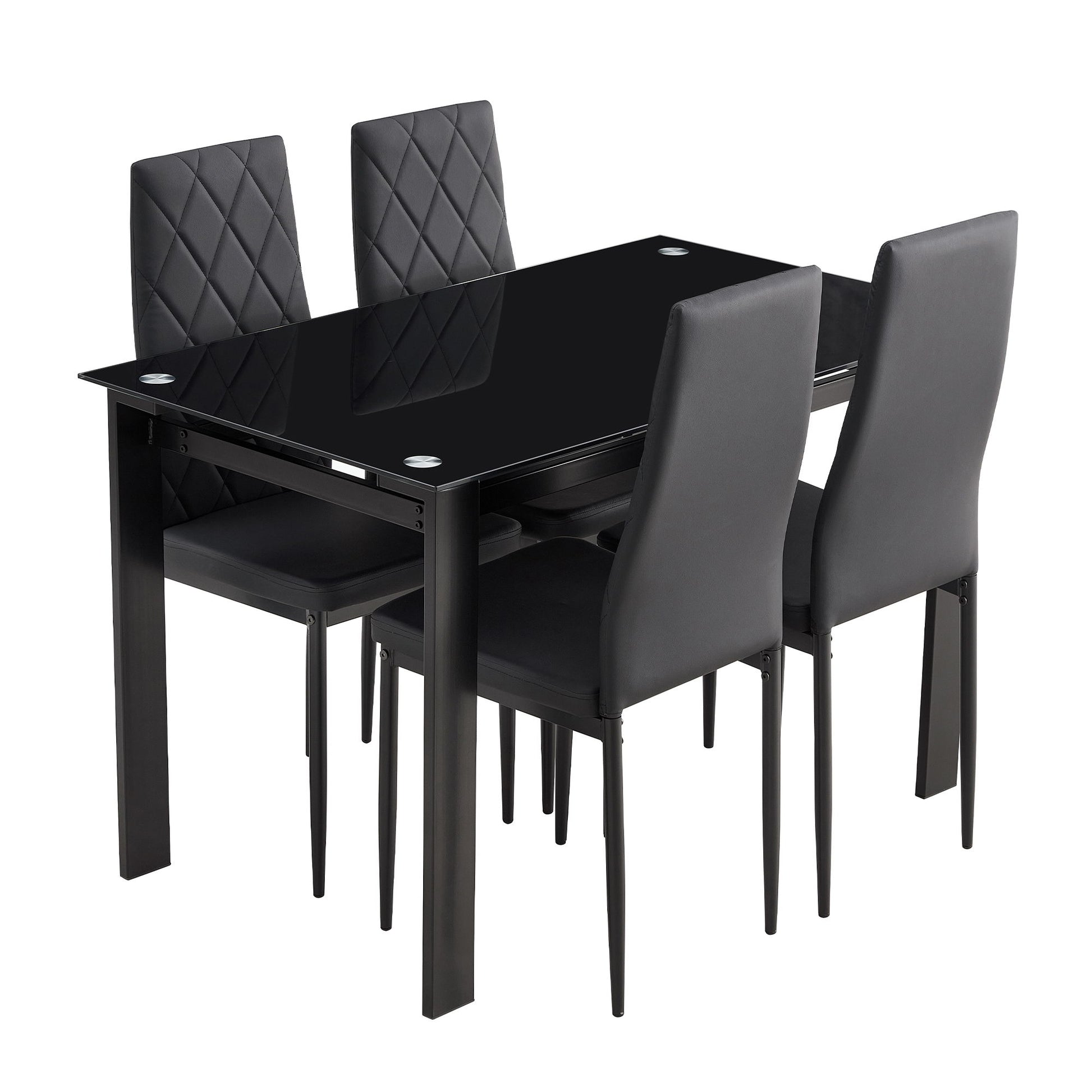 Modern 5 Piece Dining Table Set With Glass Top And Chairs - Black - Best Buy Furniture