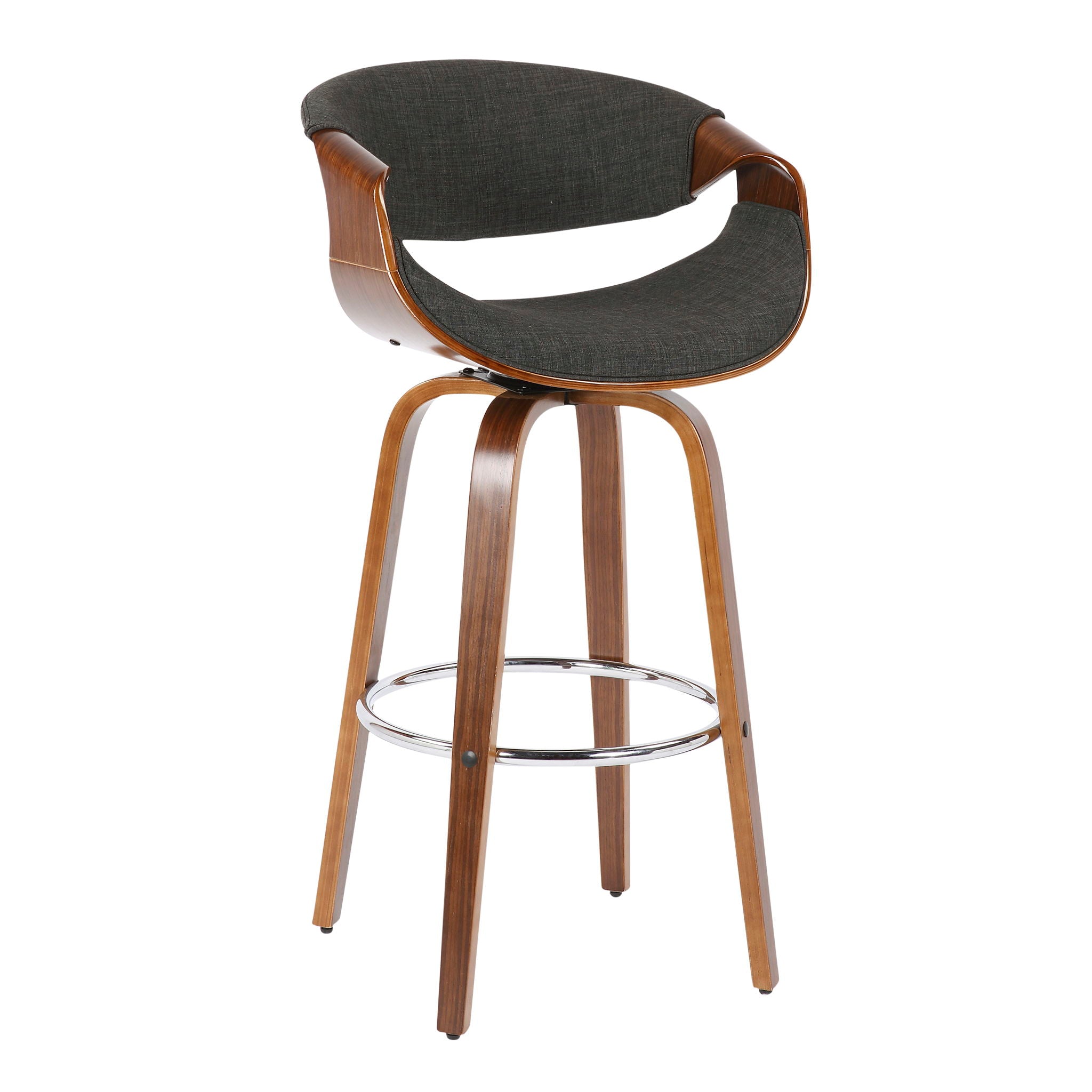 Curvini Mid - Century Modern Fixed Height Barstool With Swivel (Set of 2) - Best Buy Furniture