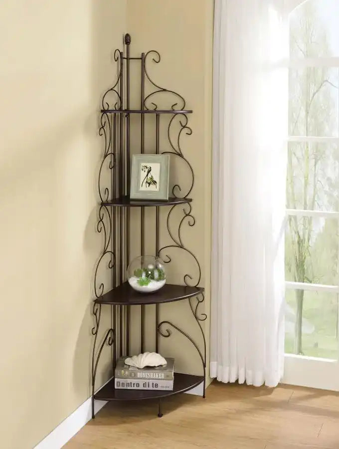 Poppy - 4-Shelf Corner Bookshelf - Copper And Cappuccino - Best Buy Furniture