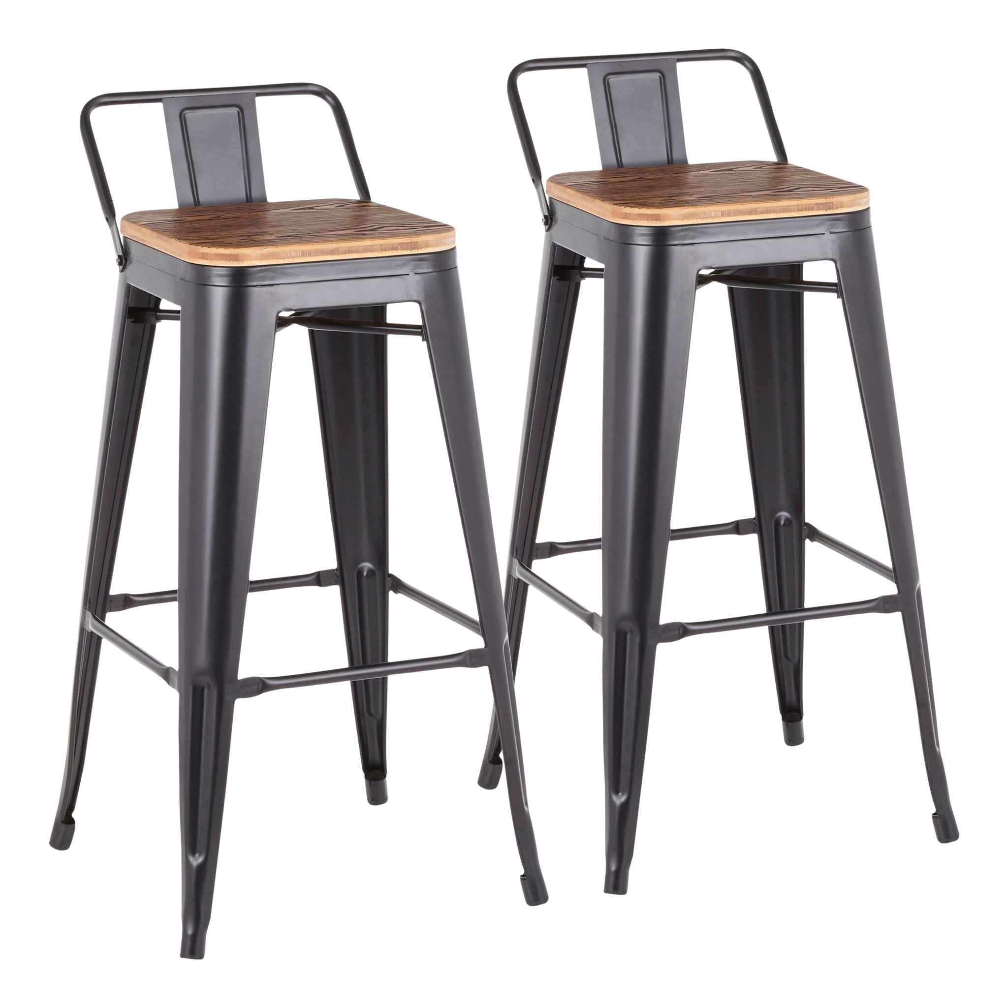 Oregon - Industrial Low Back Barstool (Set of 2) - Black - Best Buy Furniture