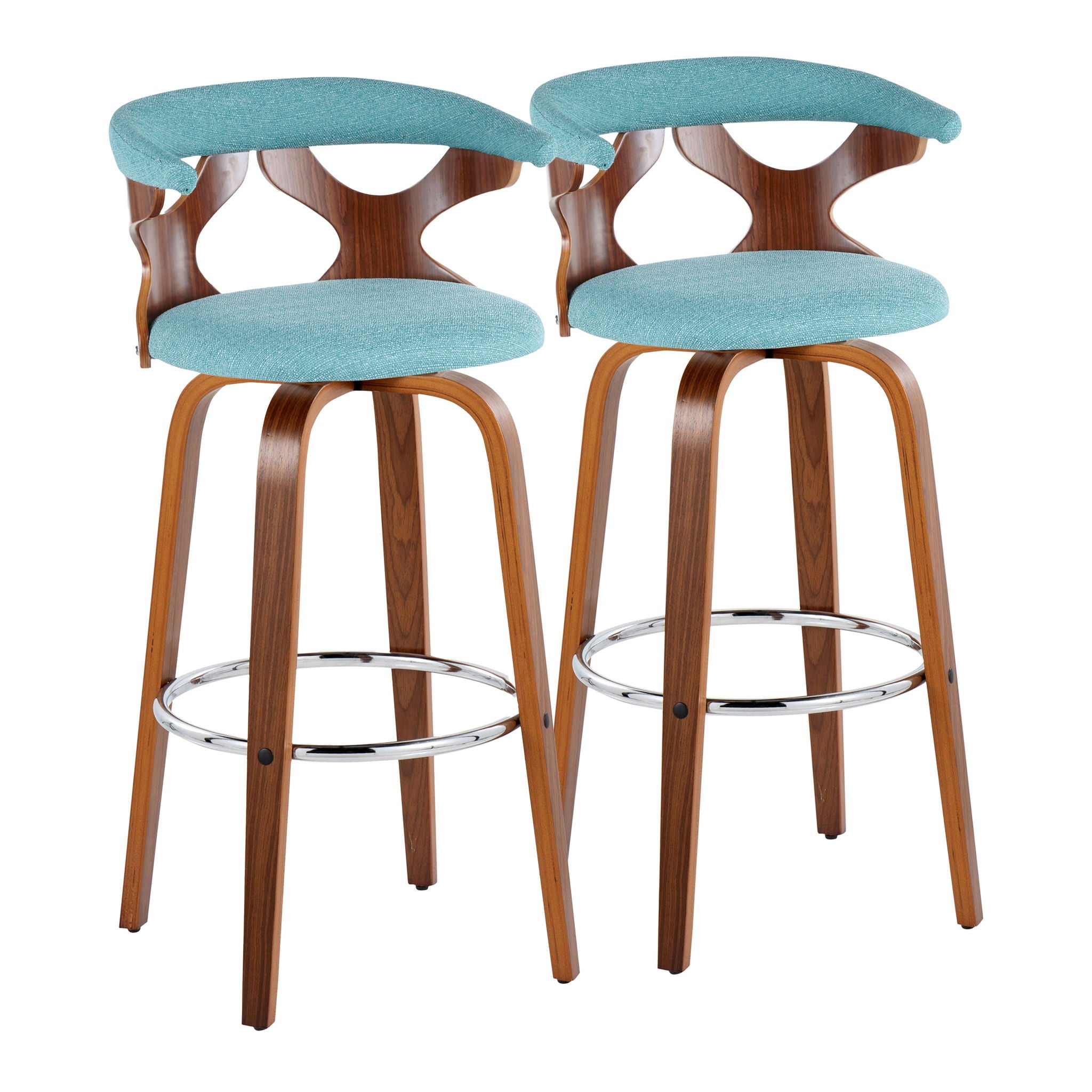 Gardenia - Mid Century Modern Fixed Height Barstool With Swivel With Round Footrest (Set of 2) - Best Buy Furniture