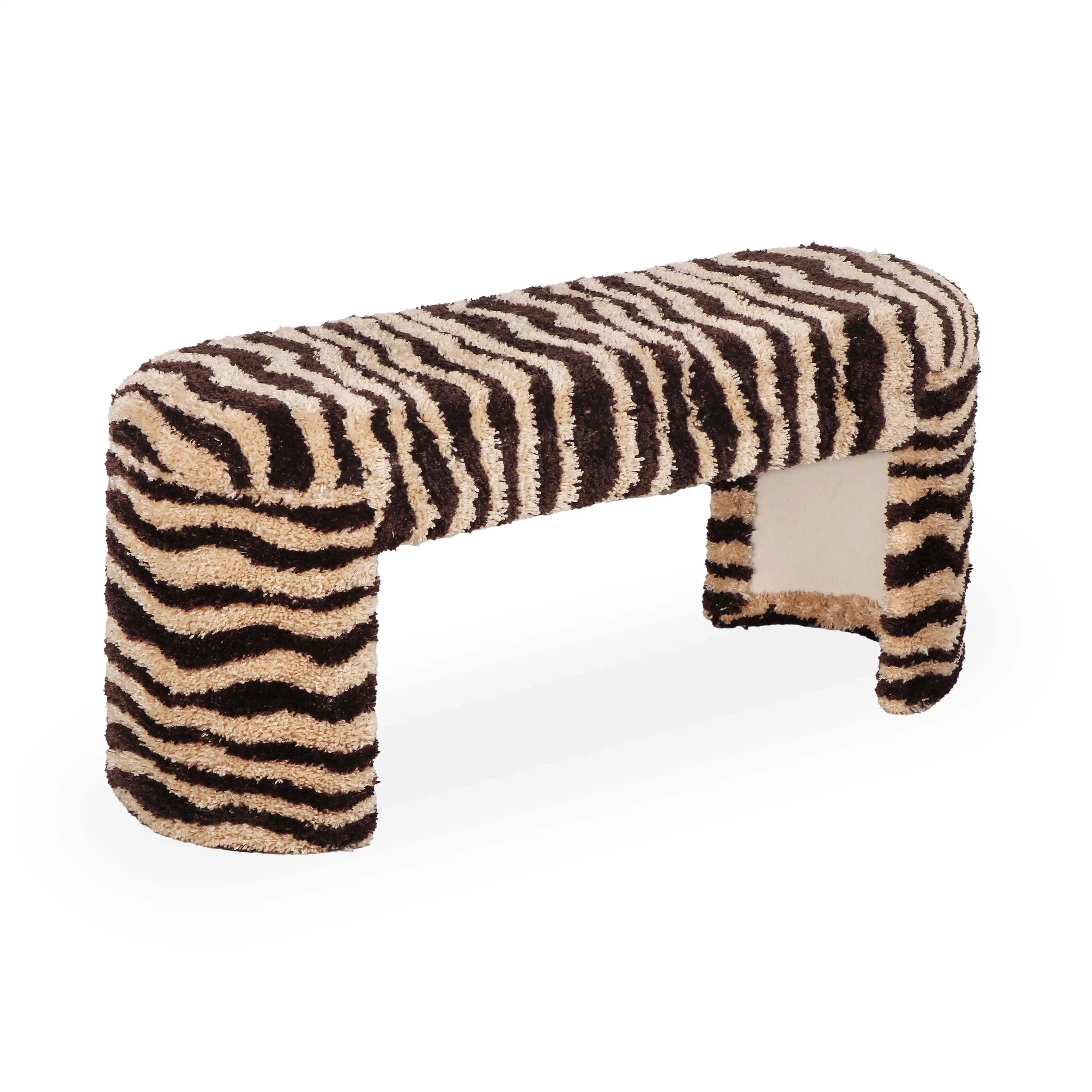 Zebra - Striped Tufted Bench - Brown - Best Buy Furniture