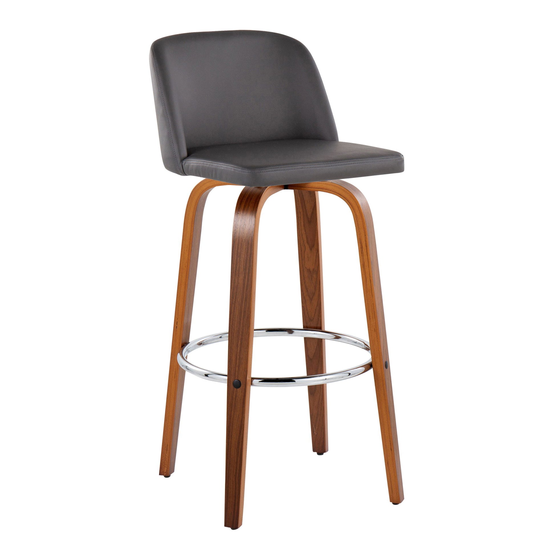 Toriano - Mid Century Modern Fixed Height, Barstool With Swivel With Round Footrest (Set of 2) - Best Buy Furniture