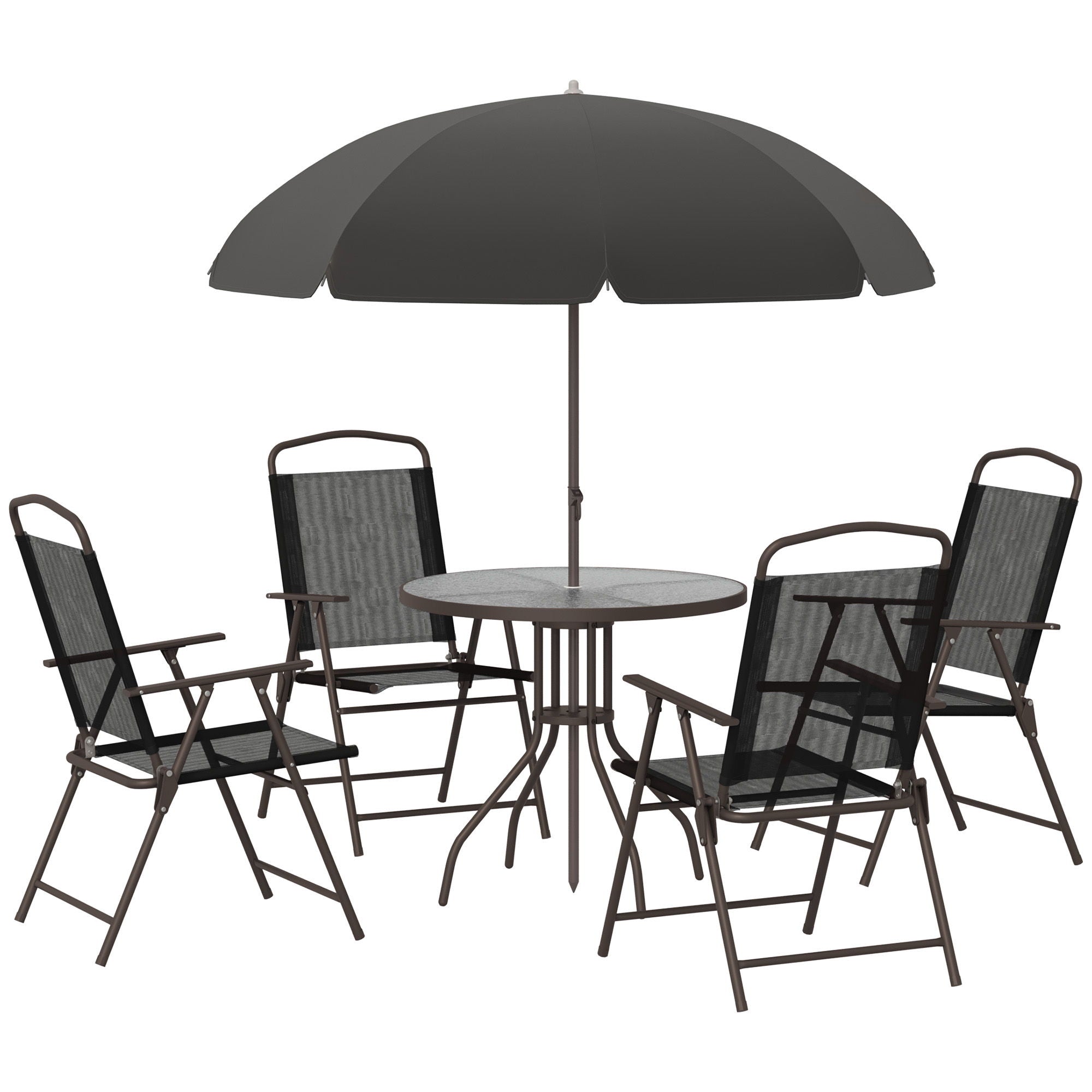 Outsunny - Patio Dining Set With Table Umbrella, Folding Chairs And Dining Table, Outdoor Patio Furniture Set - Best Buy Furniture